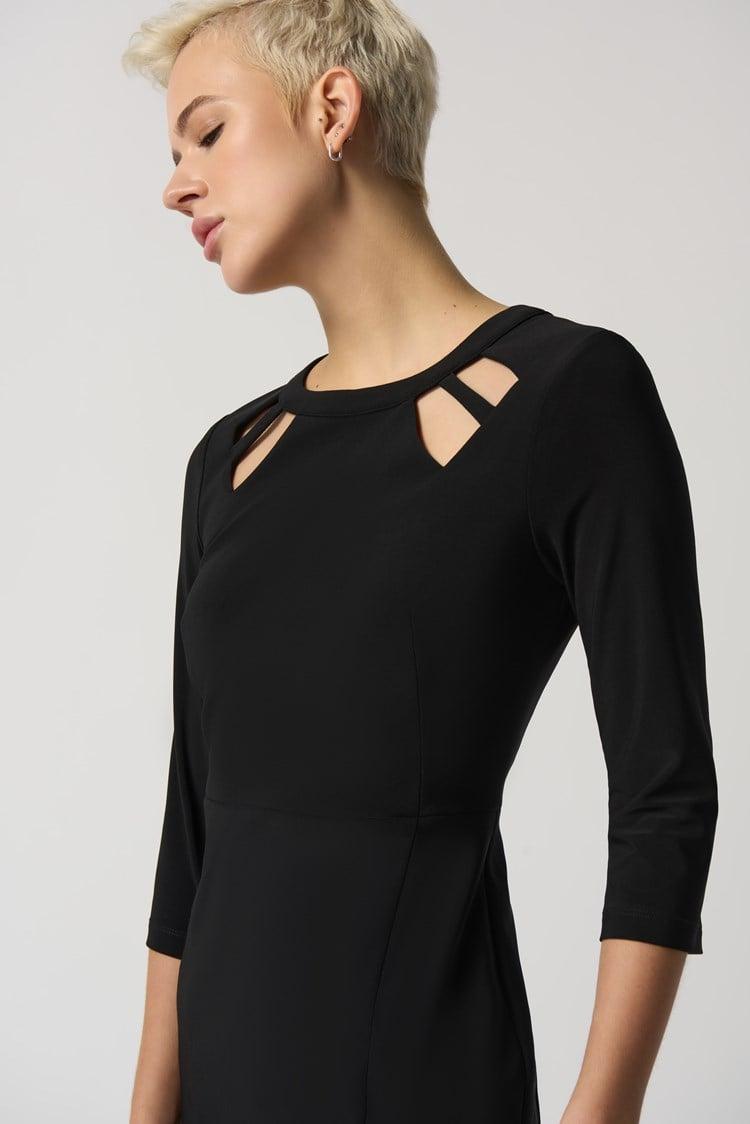 Keyhole Neckline Sheath Dress- Black Product Image