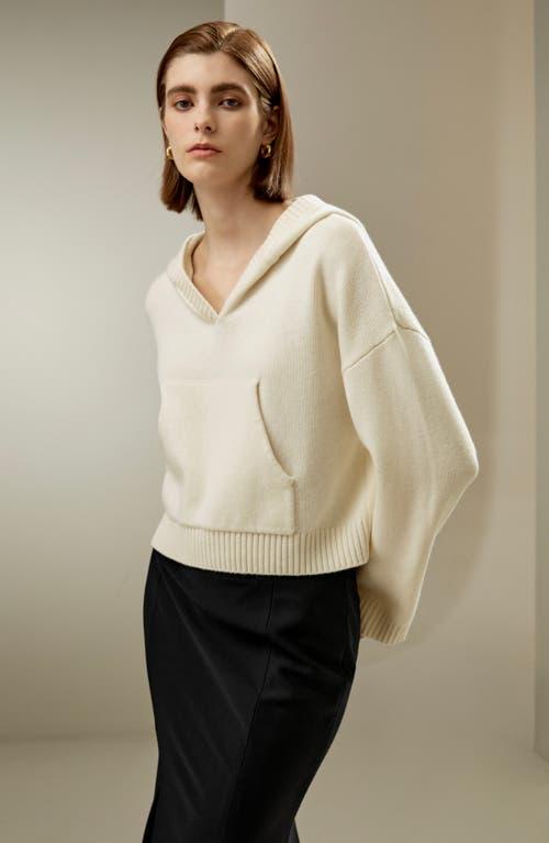 Lilysilk Cropped Wool-Cashmere  Blend Hoodie for Women in Avocado Green at Nordstrom, Size Large Product Image