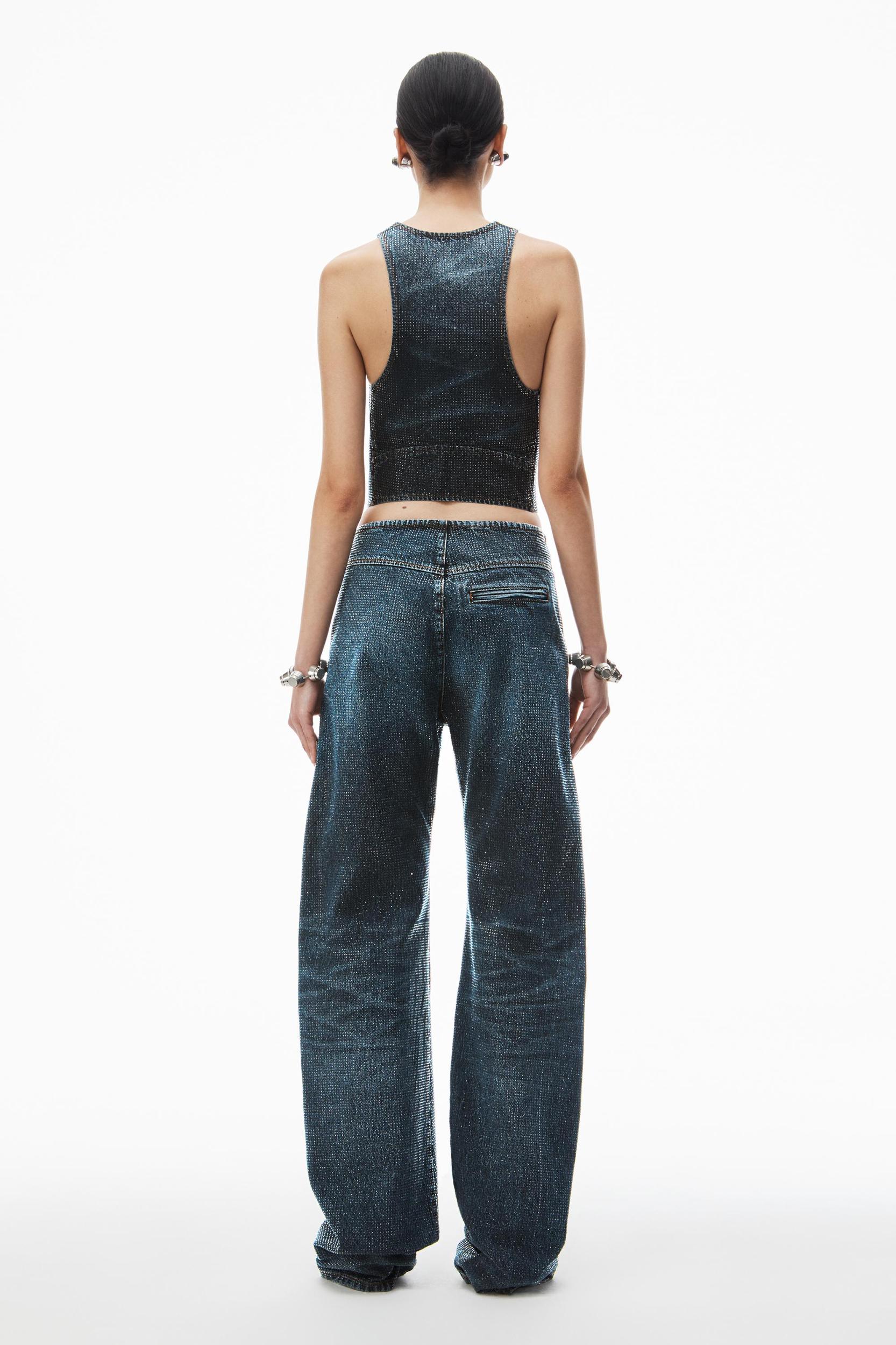 Clear Crystal Hotfix Vest In Cotton Denim Product Image