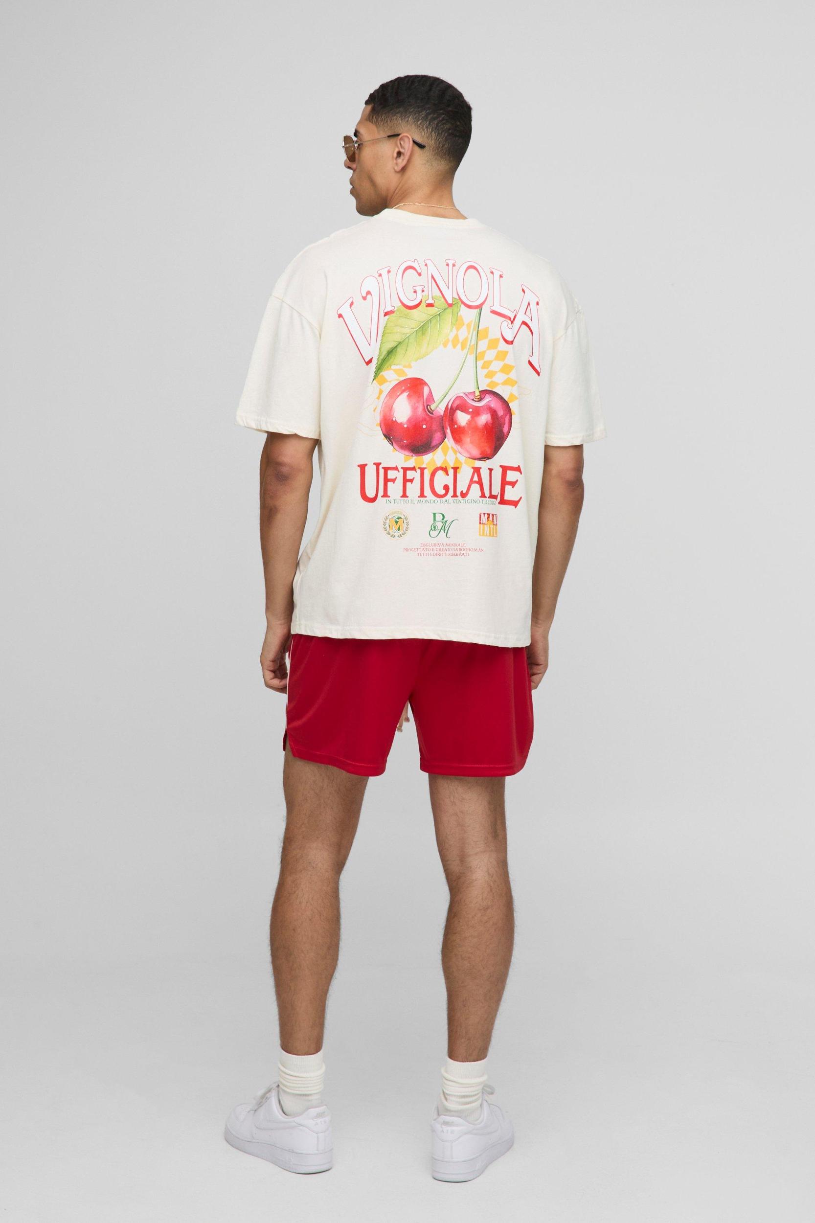 Oversized Vignola Cherry Print T-Shirt | boohooMAN USA Product Image