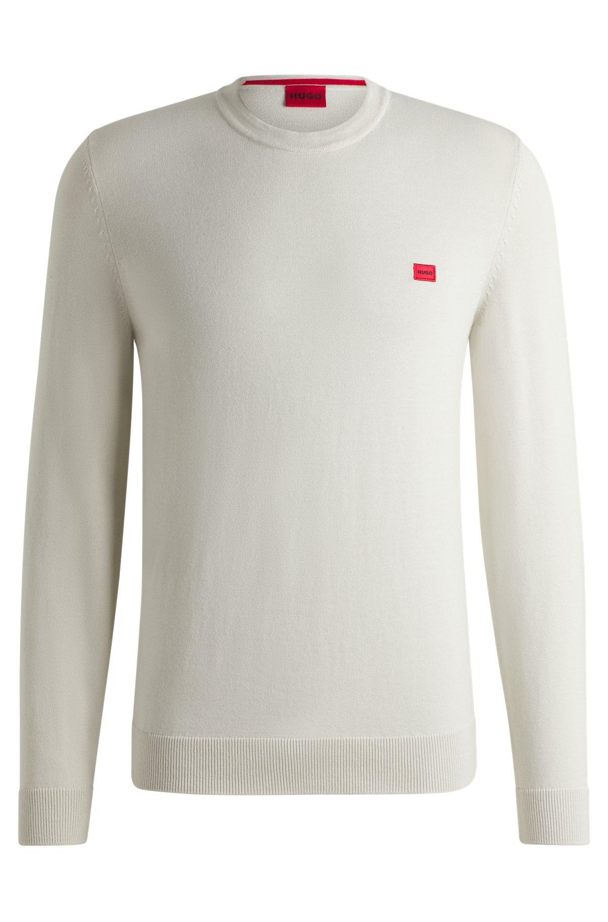 Cotton sweater with red logo label Product Image