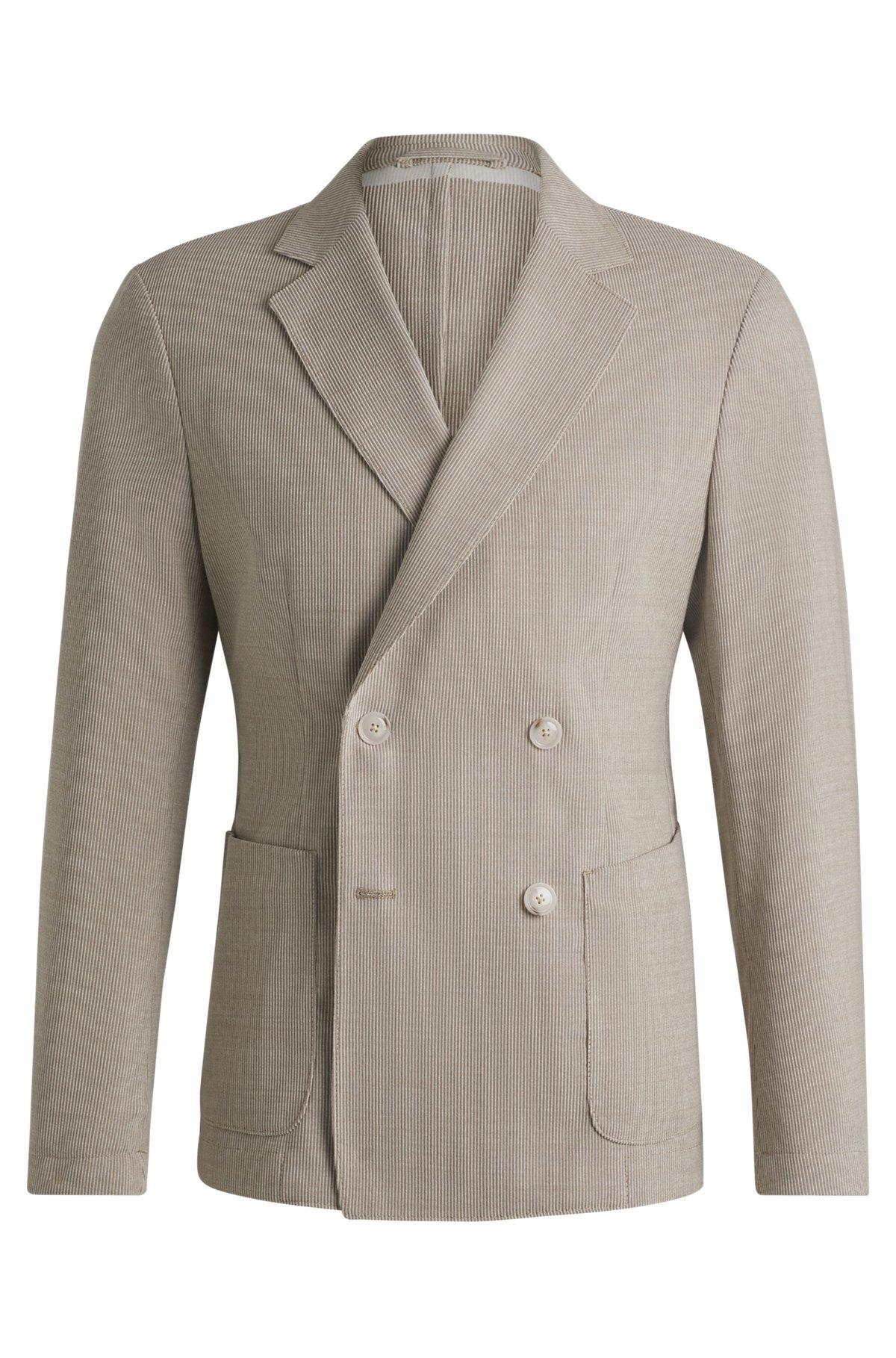 BOSS - Slim-fit blazer in patterned wool - Light Beige Product Image