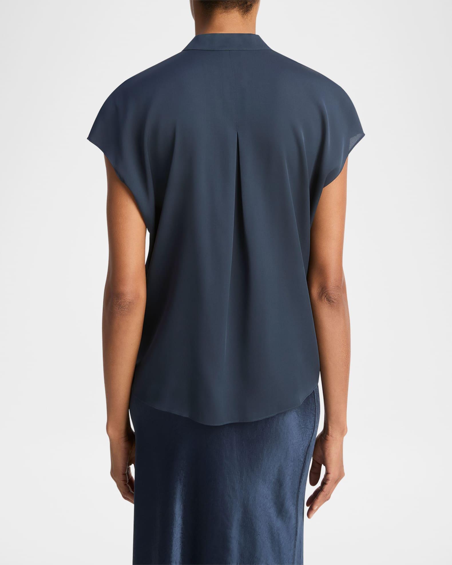 Cap-Sleeve Blouse with Hidden Placket Product Image