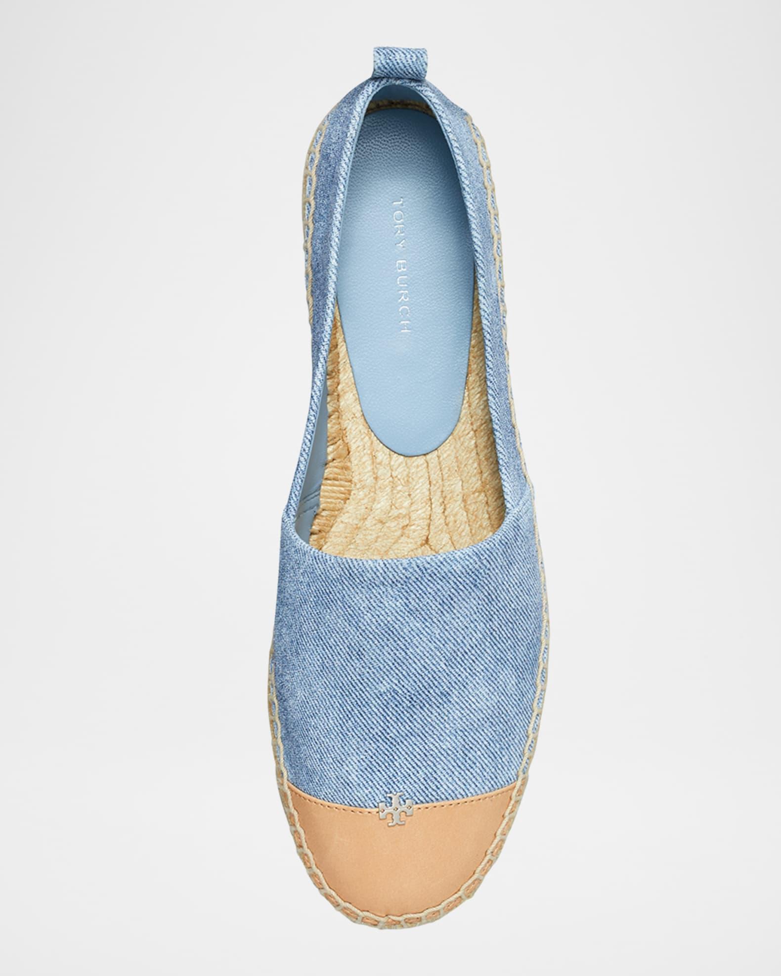 Bicolor Denim Ankle-Wrap Espadrilles Product Image