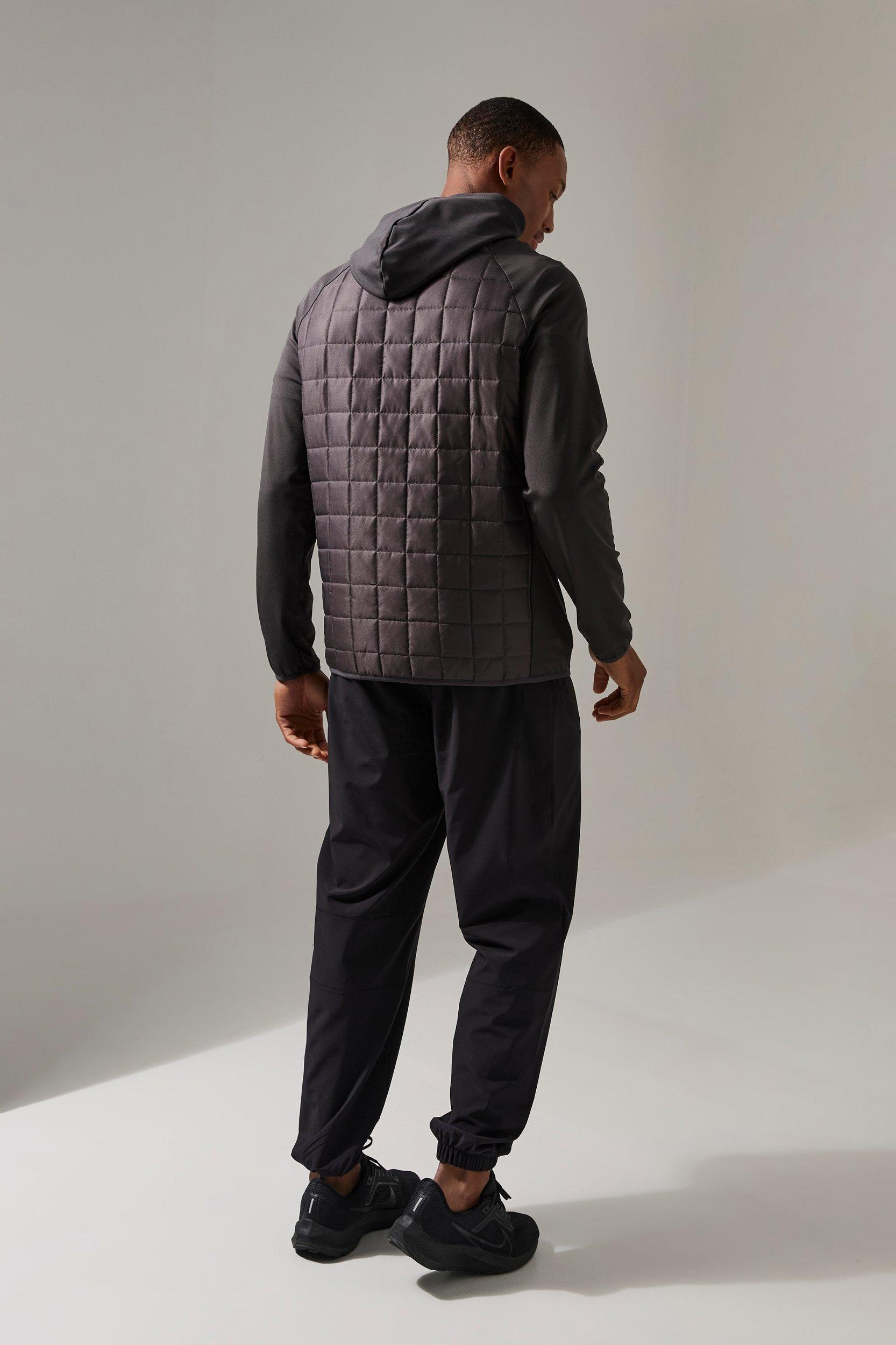 Man Active Plaid Quilted Zip Through Hoodie | boohooMAN USA Product Image