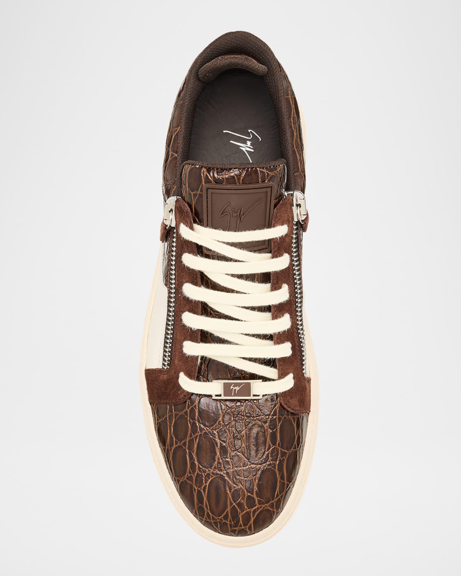 Men's Croc-Effect and Suede Zip-Up Sneakers Product Image