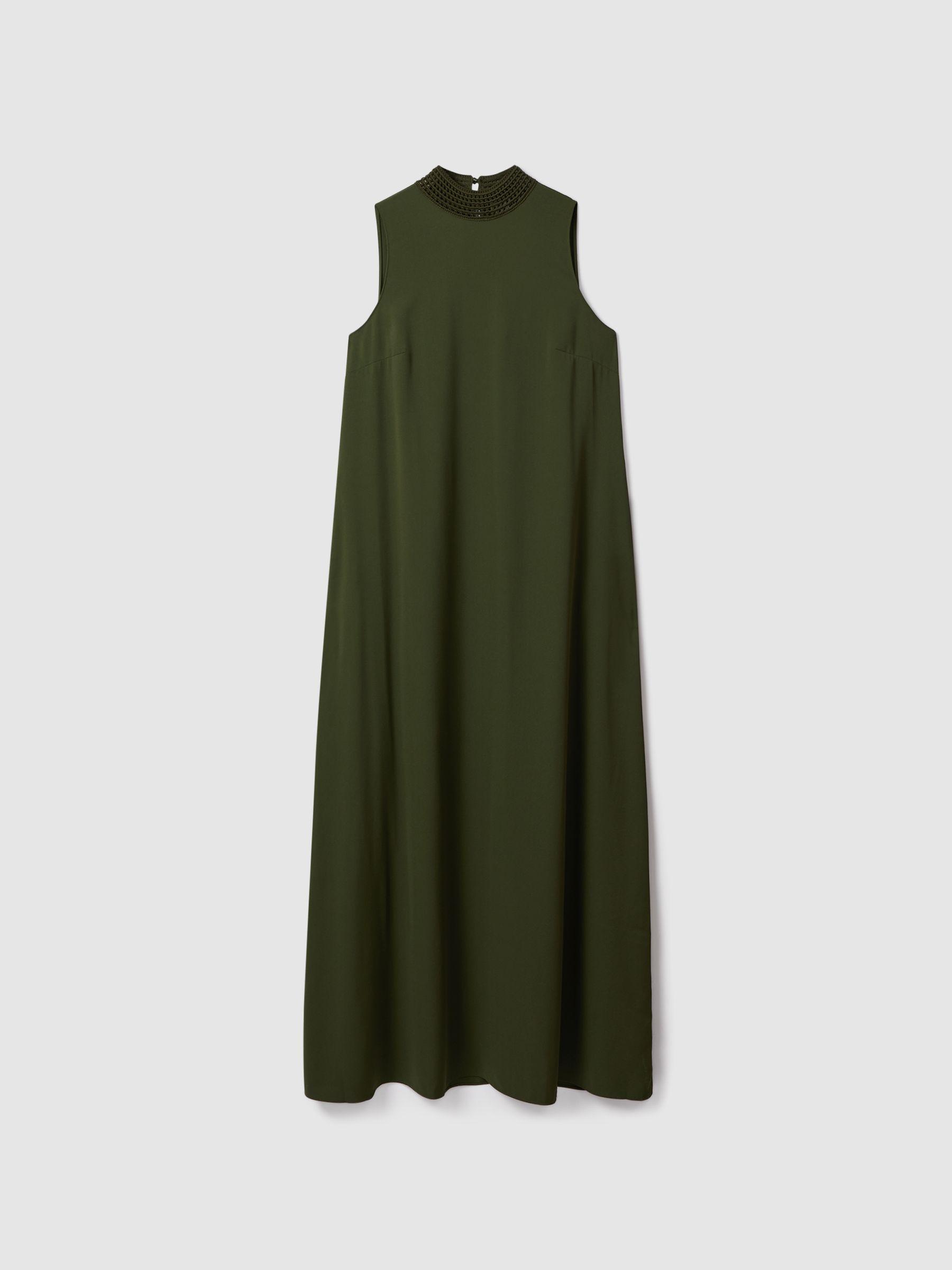 Florere High Neck Maxi Dress in Khaki Product Image
