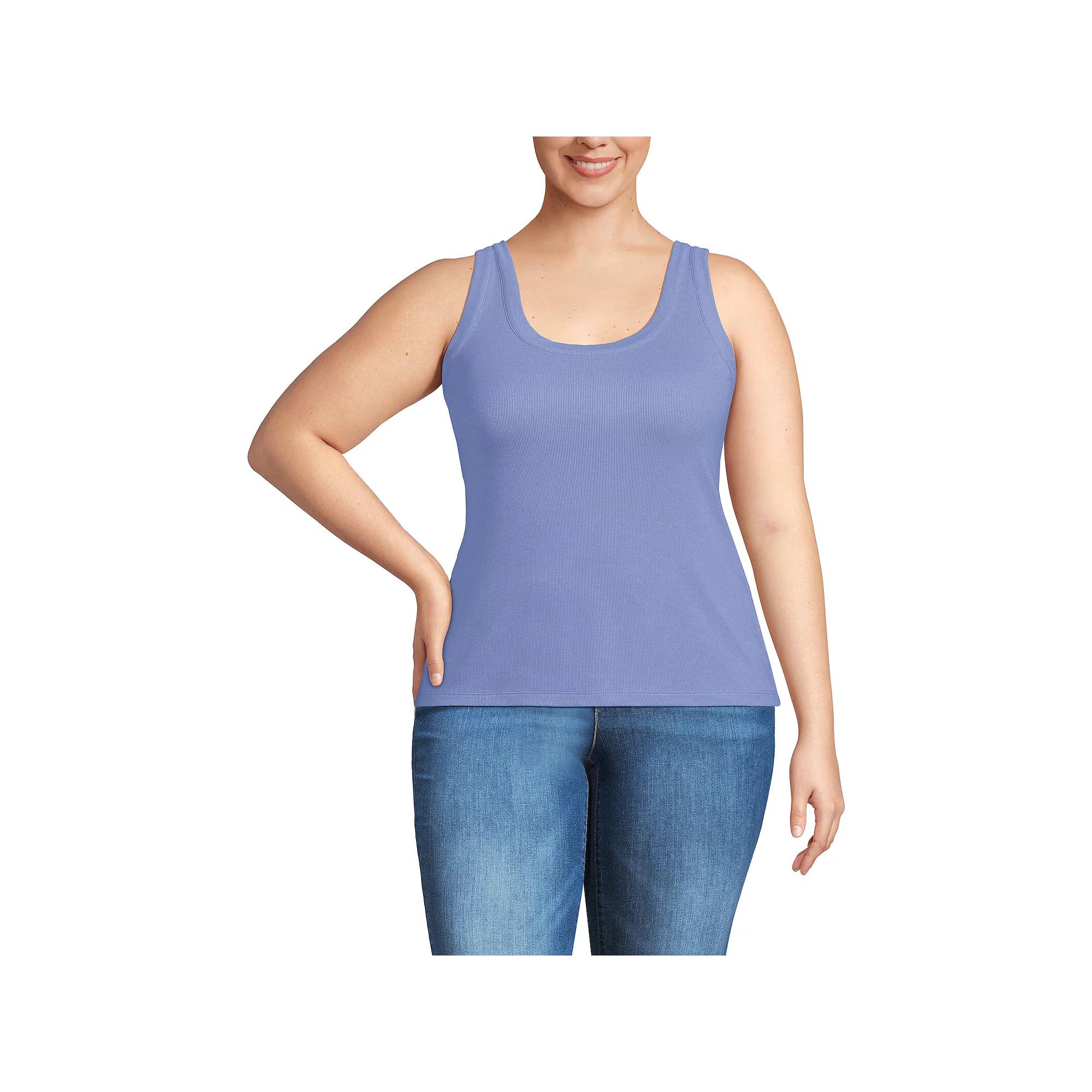 Plus Size Lands' End Drapey Rib Fitted Tank Top, Women's, Size: 1XL, Light Purple Product Image