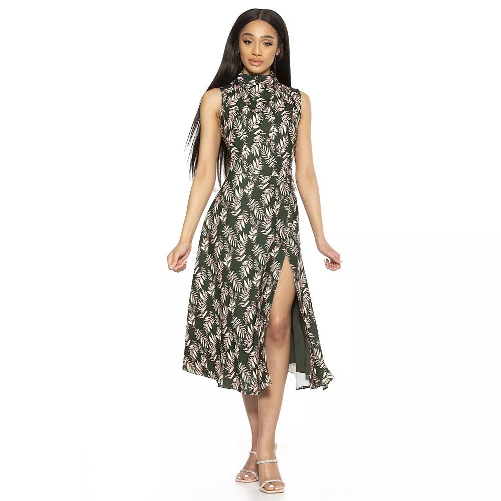 Women's ALEXIA ADMOR Veronica Draped Mock Neck Fit And Flare Dress,  Product Image