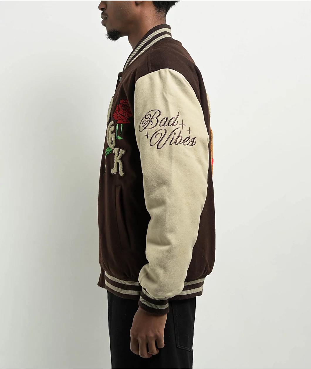 DGK Represent Letterman Brown & Tan Varsity Jacket Product Image