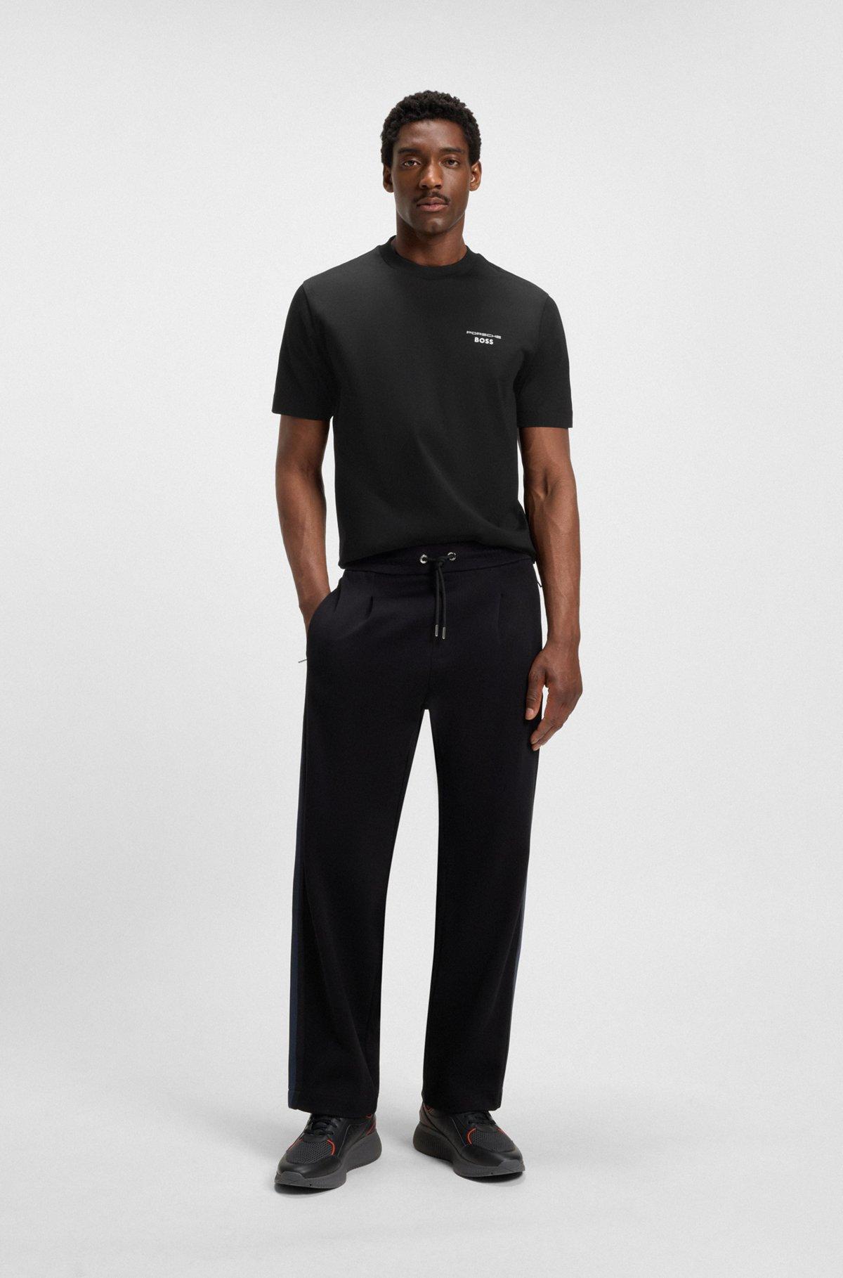 BOSS - Porsche x BOSS mercerized-cotton T-shirt with Targa artwork - Black Product Image