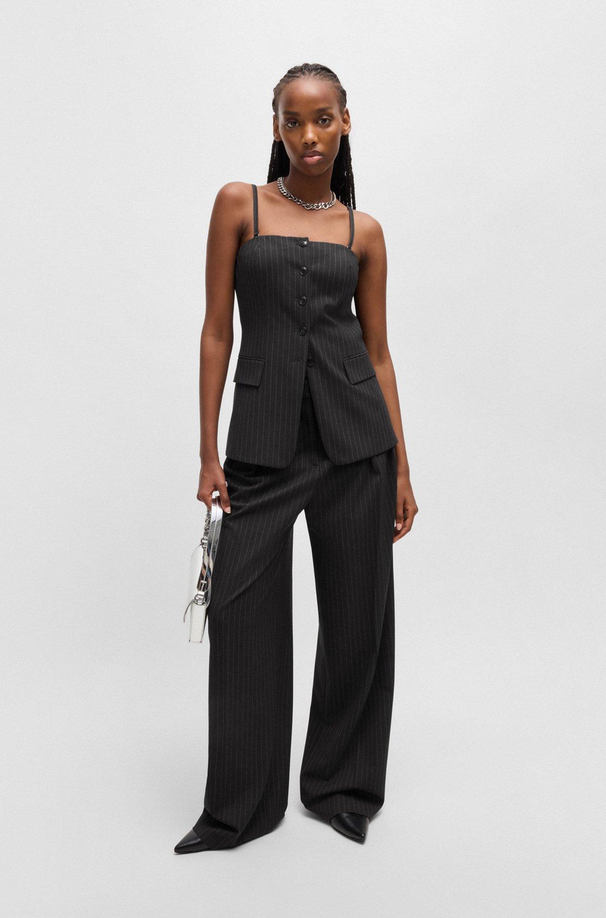 Regular-fit tailored vest in pinstripe stretch fabric Product Image