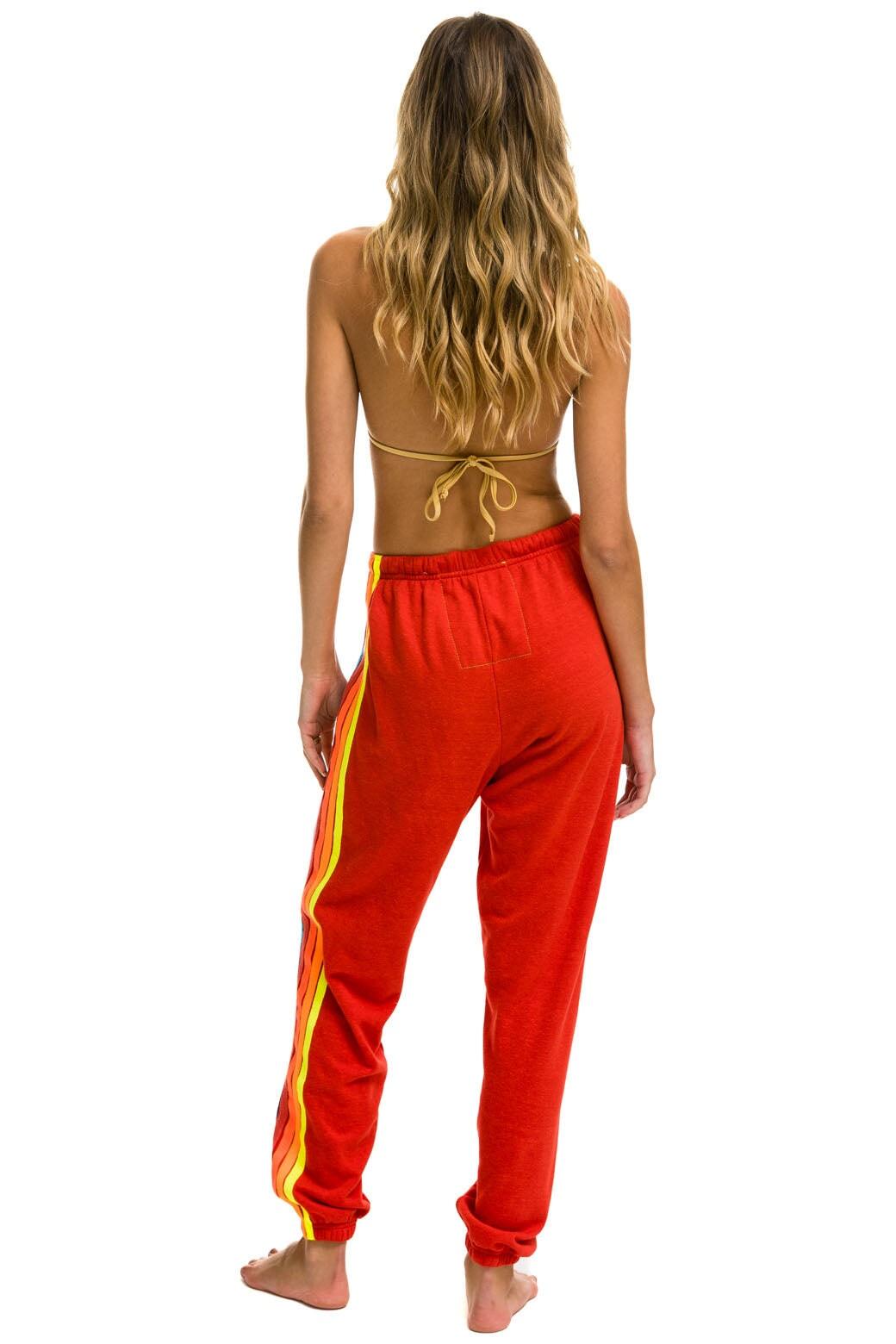 5 STRIPE SWEATPANTS - RED // NEON RAINBOW Female Product Image