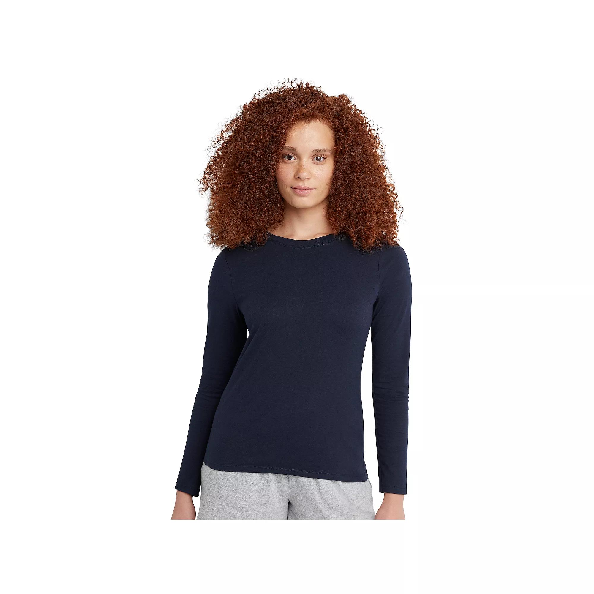 Women's Hanes® Originals Long Sleeve Crewneck Tee,  Product Image