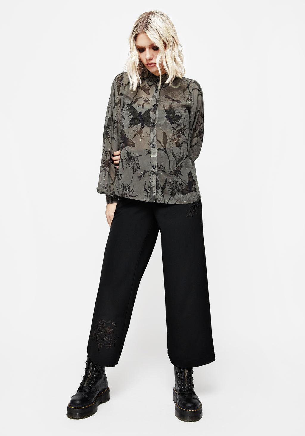 Amalthea Embroidered Tailored Wide Leg Trousers Product Image