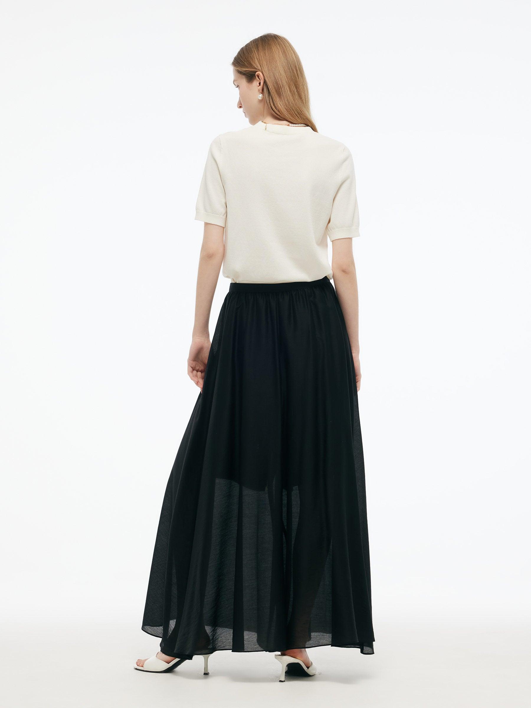 Tencel Blend Elastic Waist Women Culottes Product Image