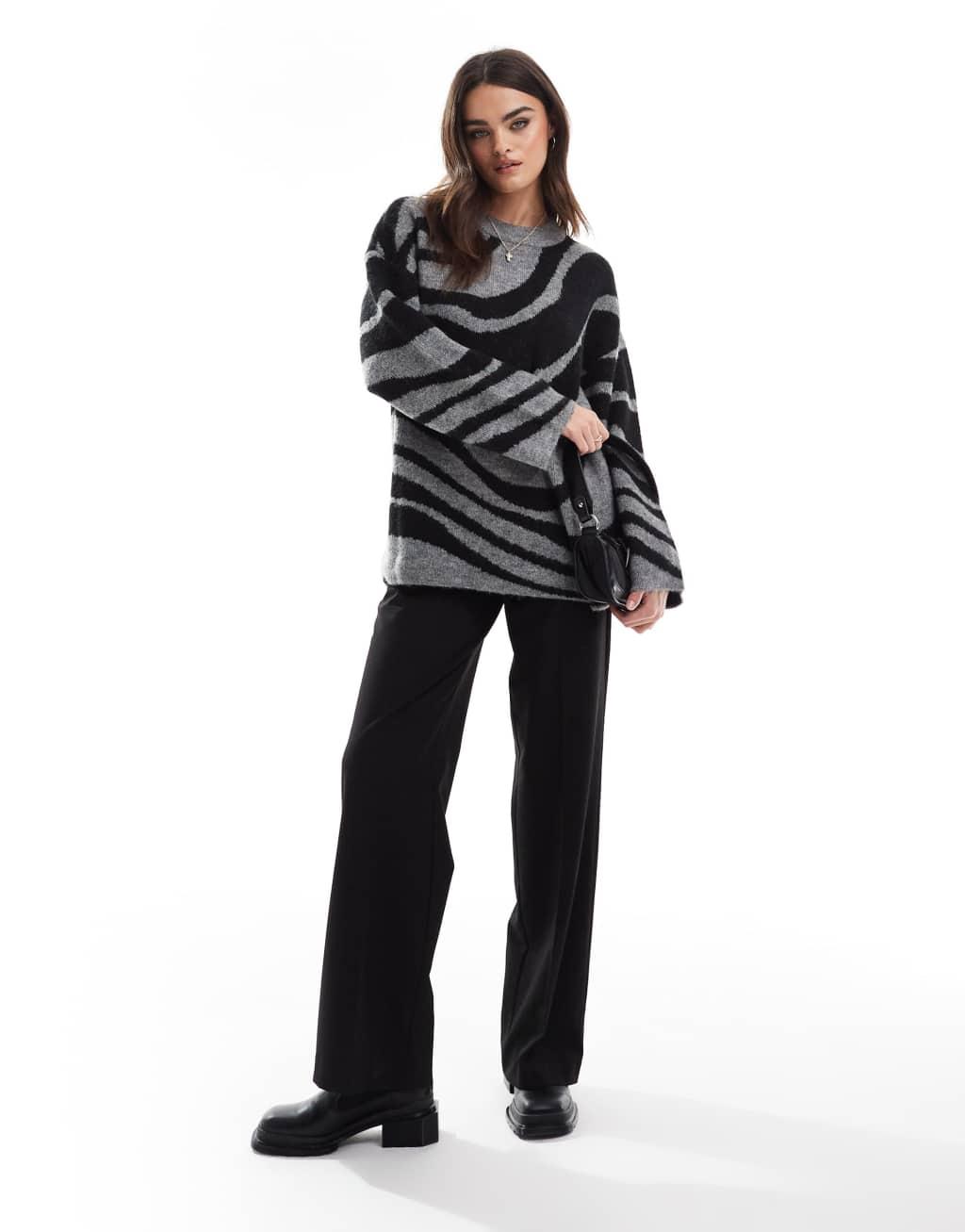 Object knitted sweater in abstract print Product Image