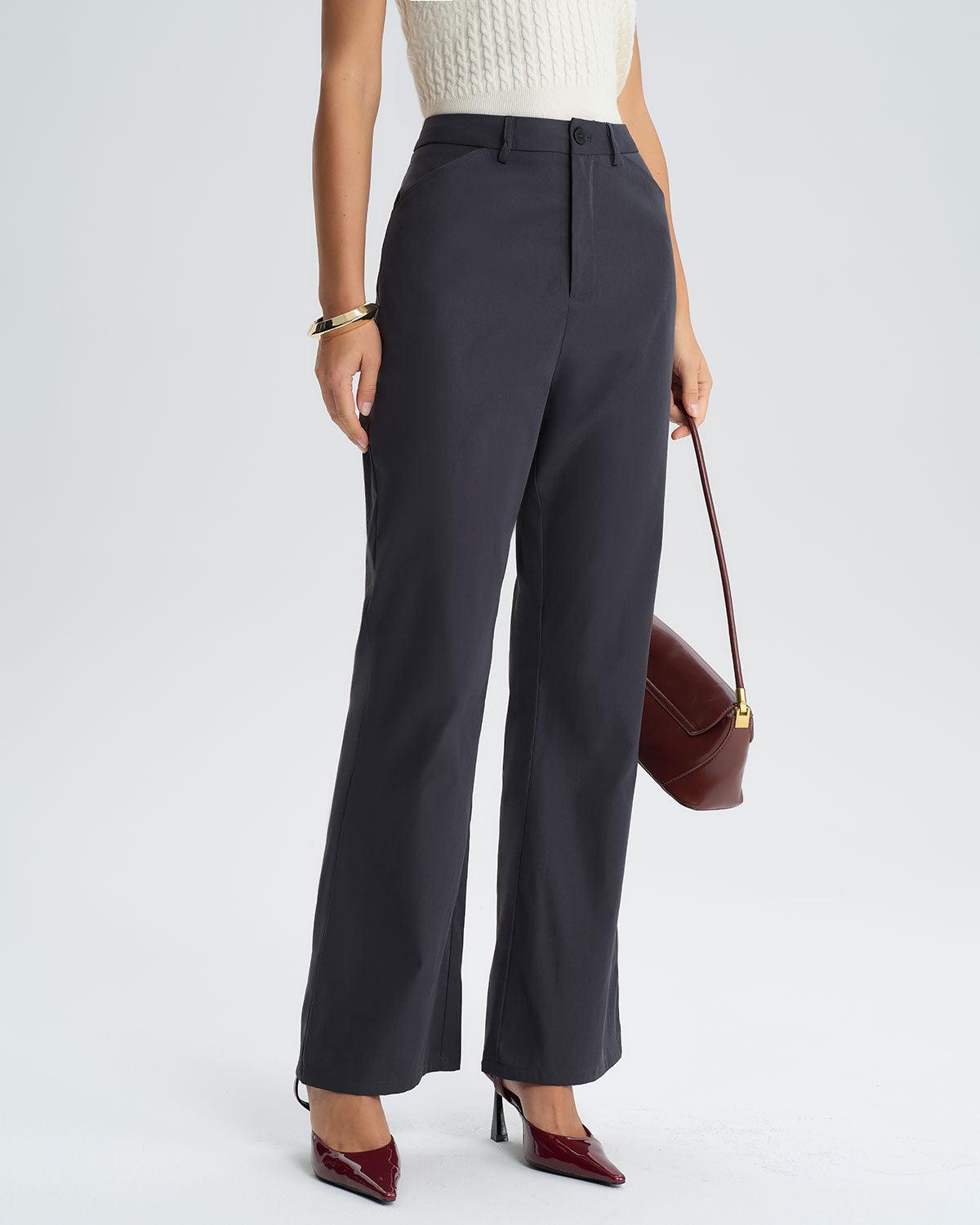 Grey Natural Waisted Flared Pants Product Image
