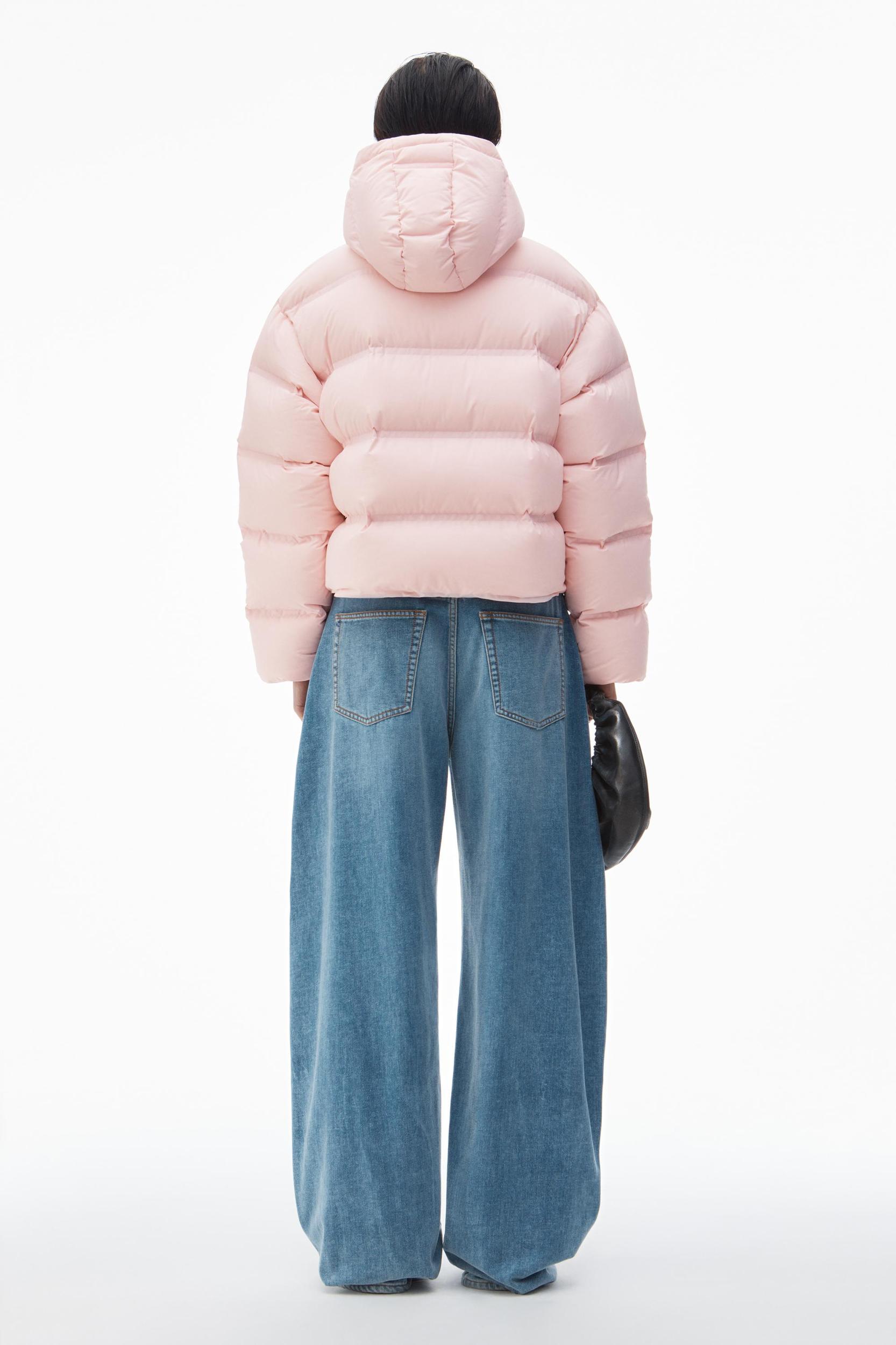 Cropped Hooded Puffer Coat With Reflective Logo Product Image