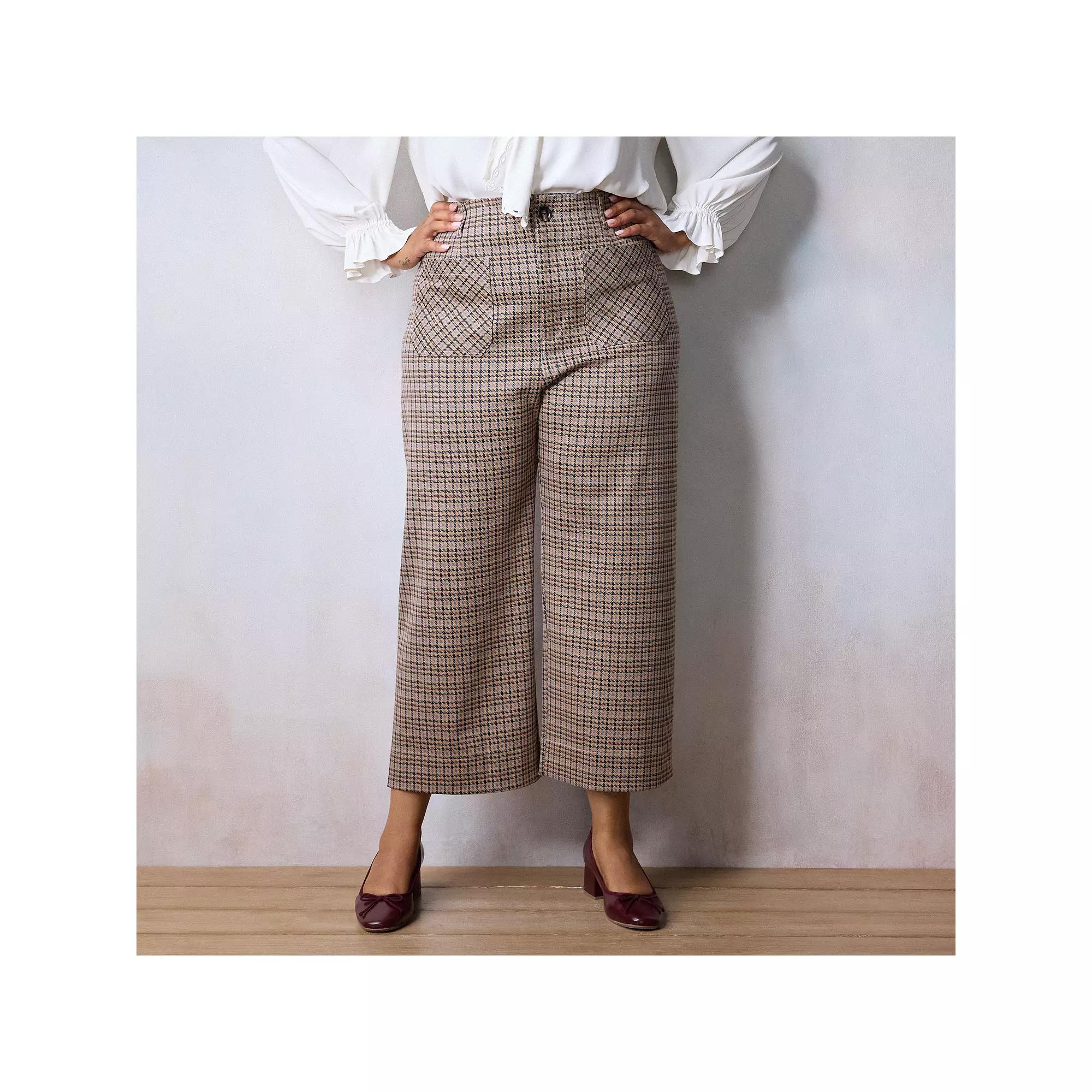 Plus Size LC Lauren Conrad Super High Rise Wildflower Wide Leg Cropped Pants, Women's, Size: 22 W, Blue Houndsto Product Image