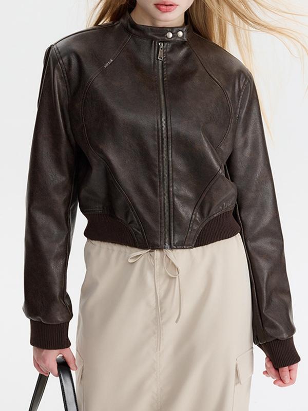 Splice Leather Short Varsity Jacket Product Image