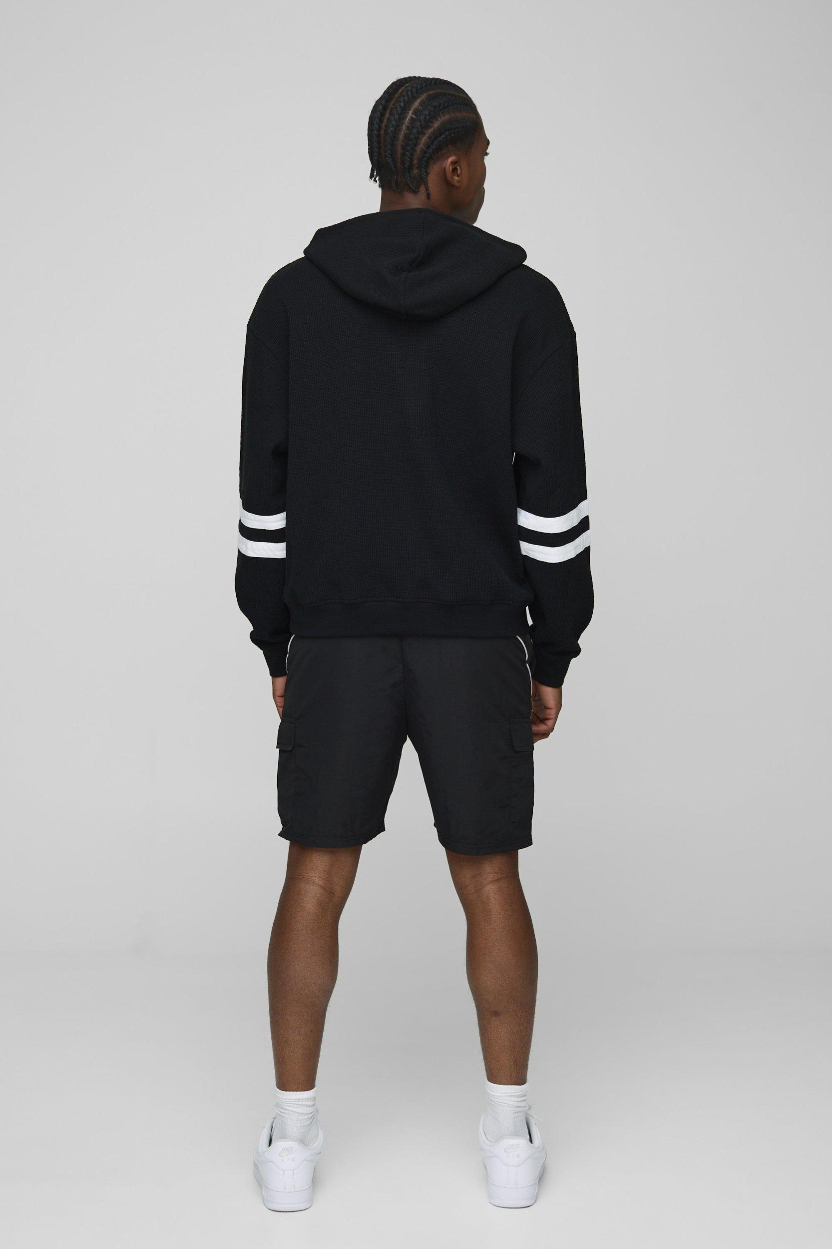 Oversized Boxy Moto Waffle Hoodie | boohooMAN USA Product Image