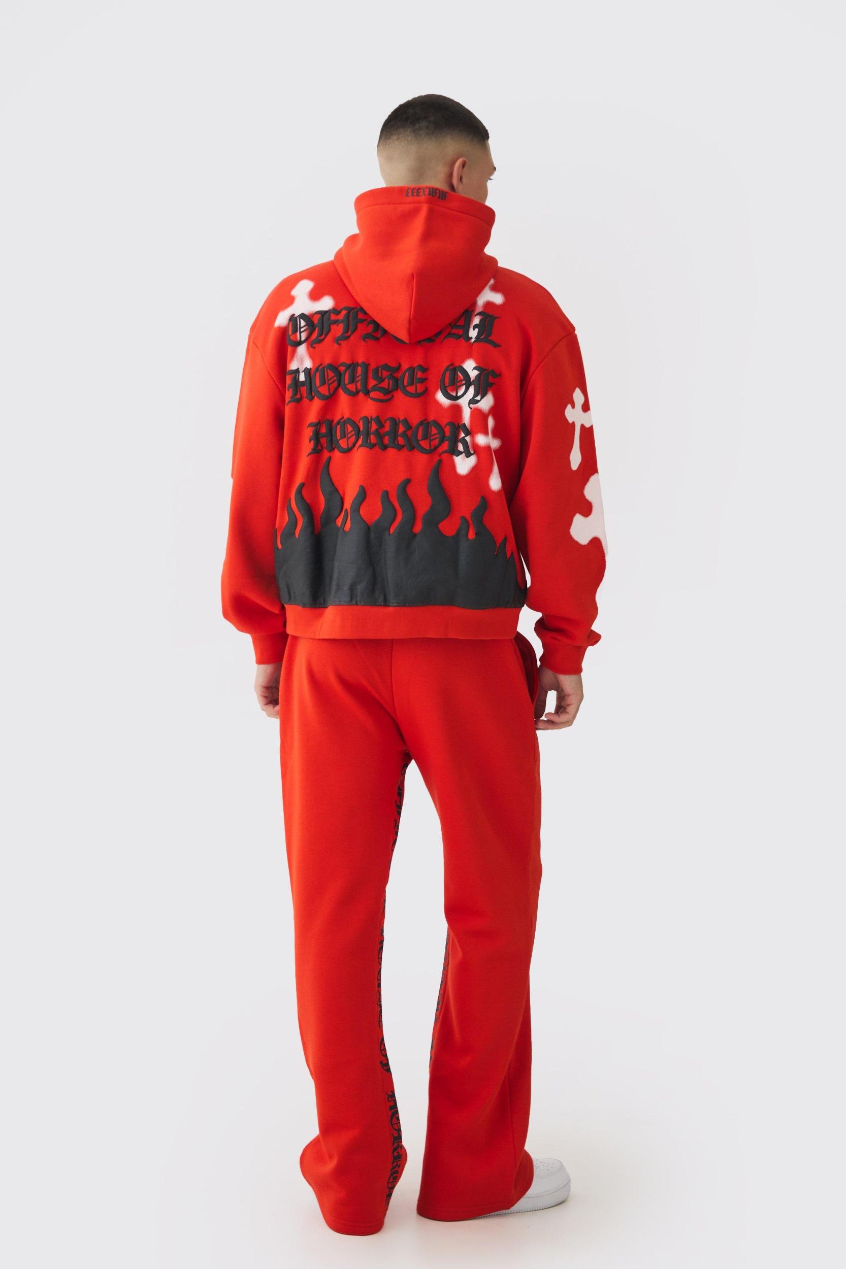 Regular Gusset Print Cross Sweatpants | boohooMAN USA Product Image