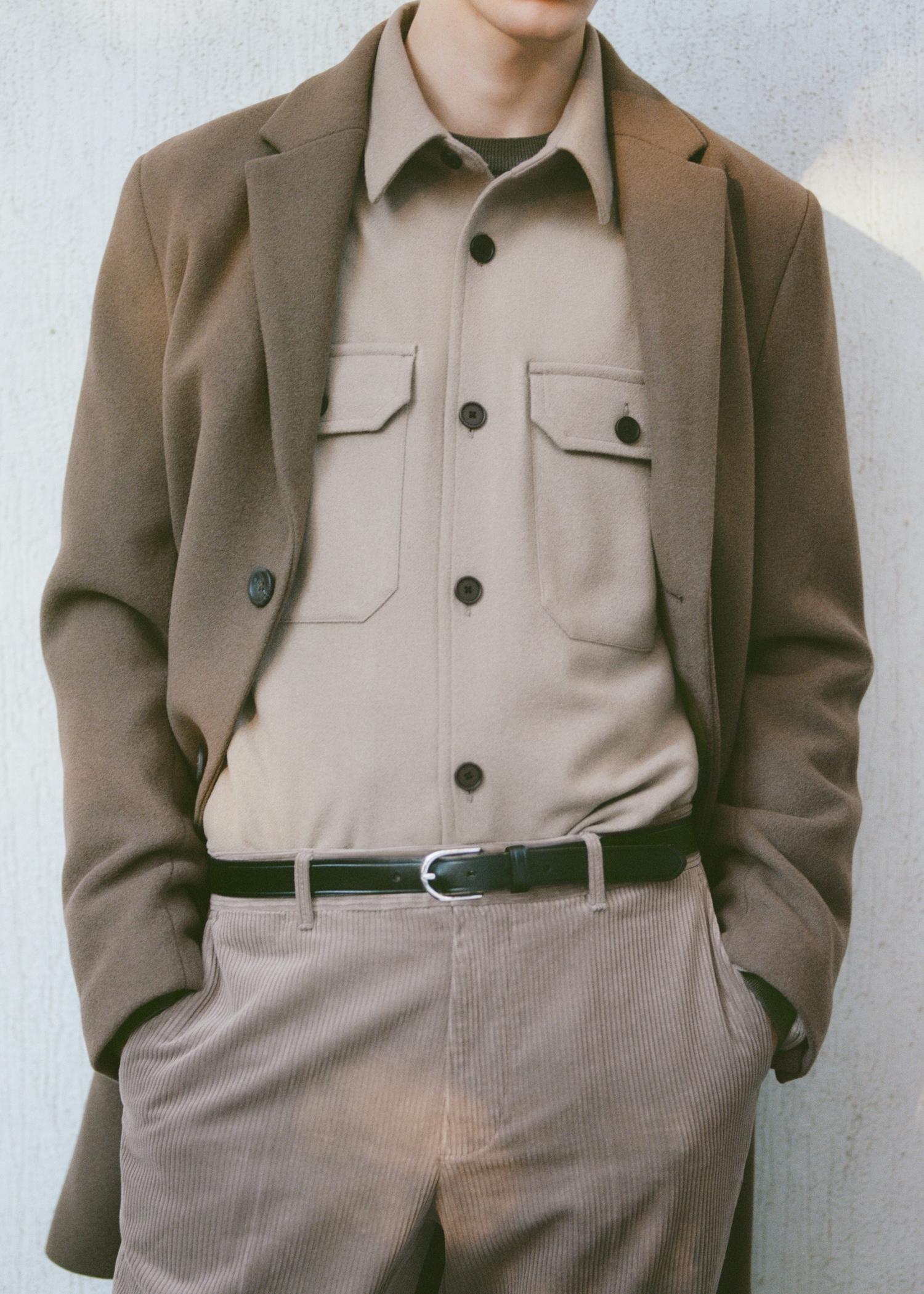 Wool-blend flannel overshirt - Men | MANGO USA Product Image