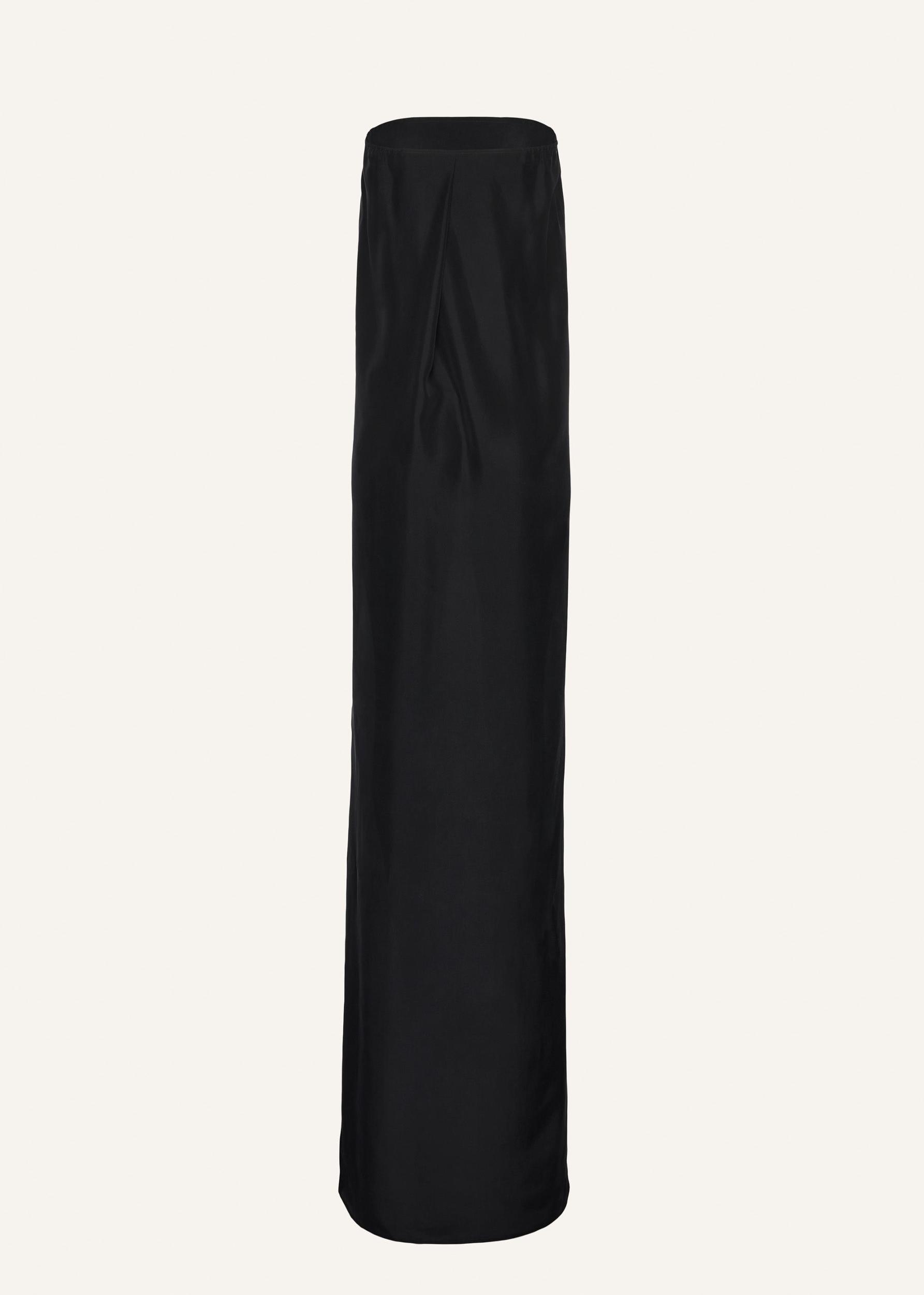 Long train silk top in black Product Image