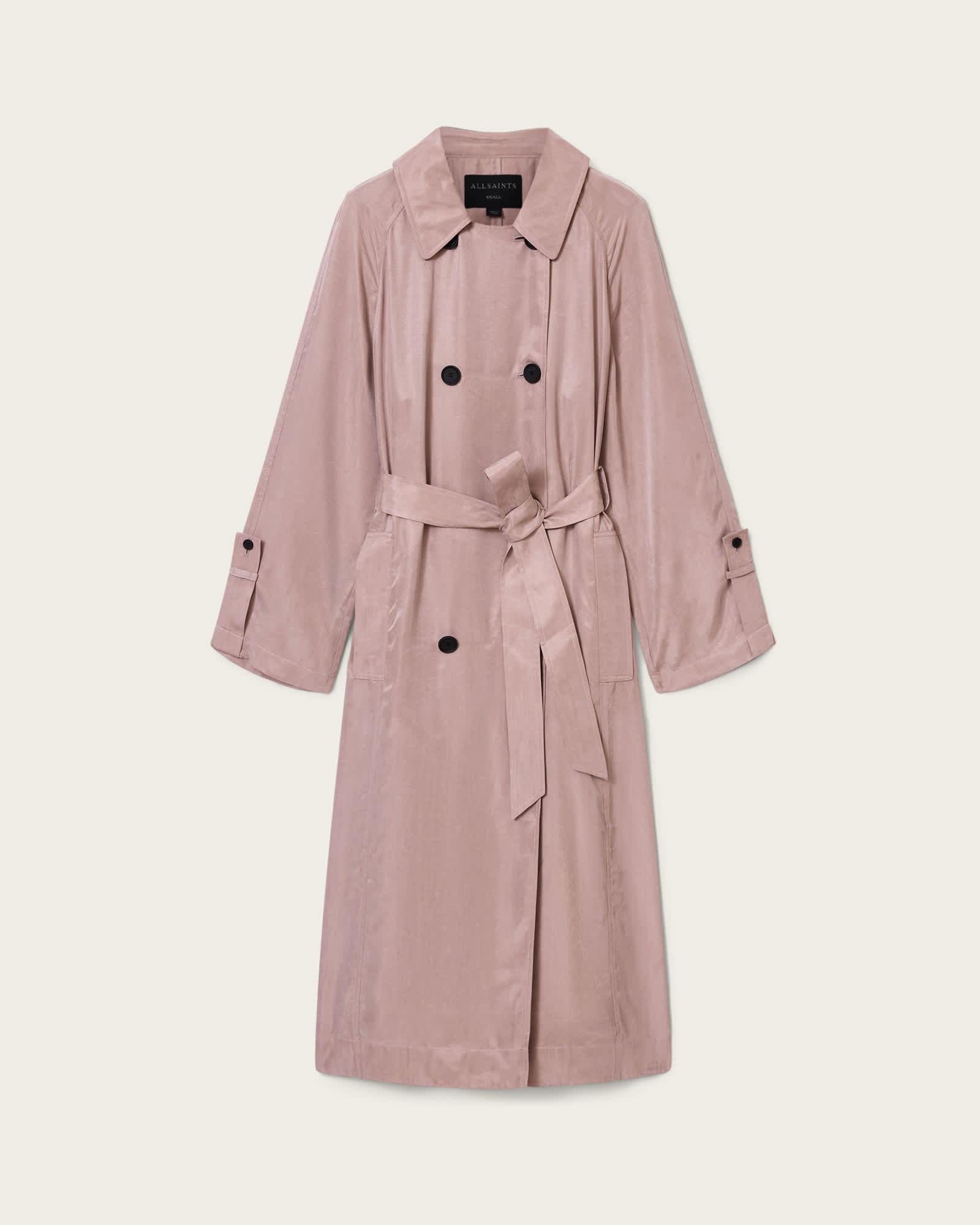 Lizie Double Breasted Trench Coat SHADOW PINK | ALLSAINTS US Product Image