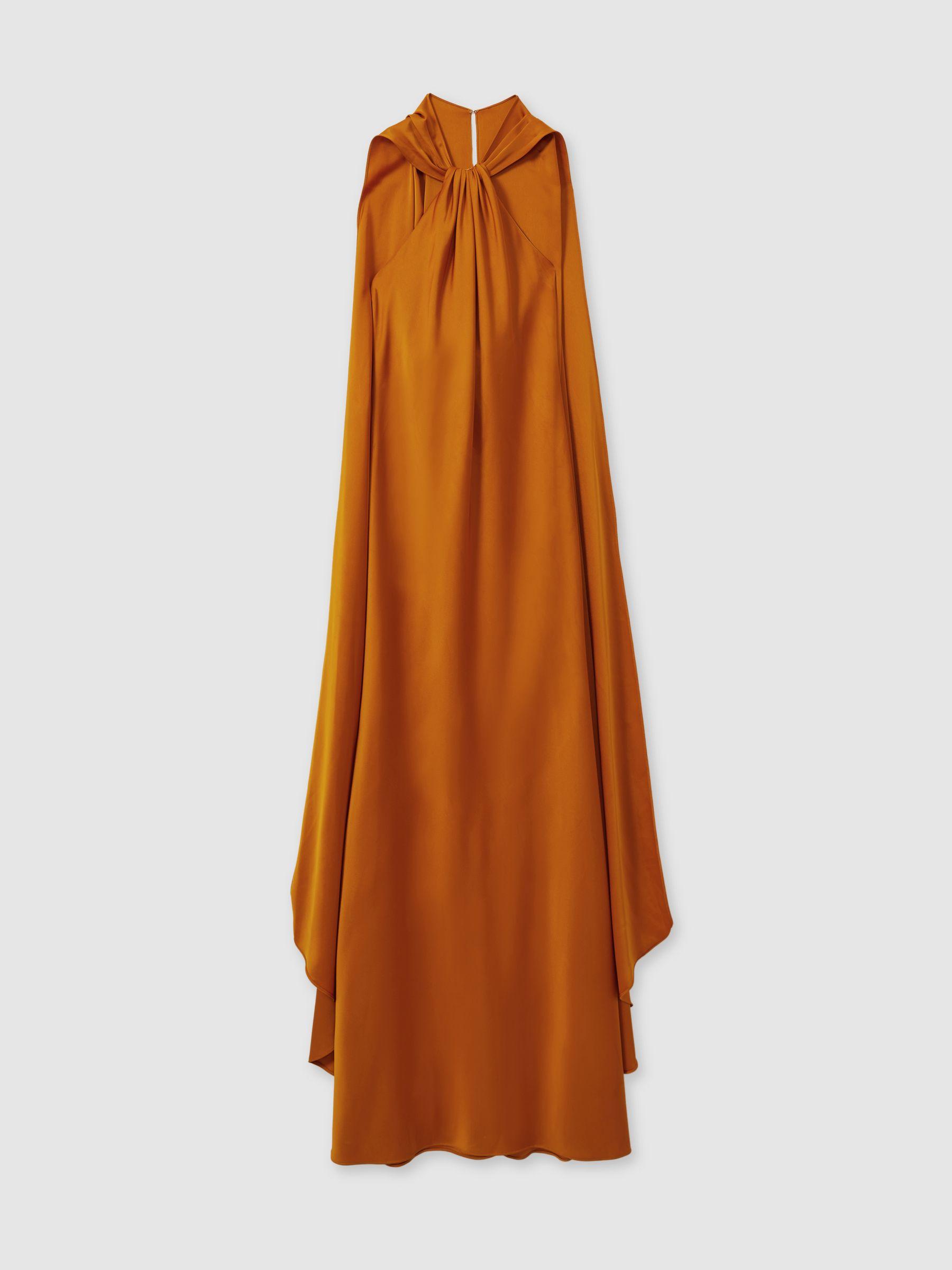 Halston Halter Cape Maxi Dress in Mustard Product Image