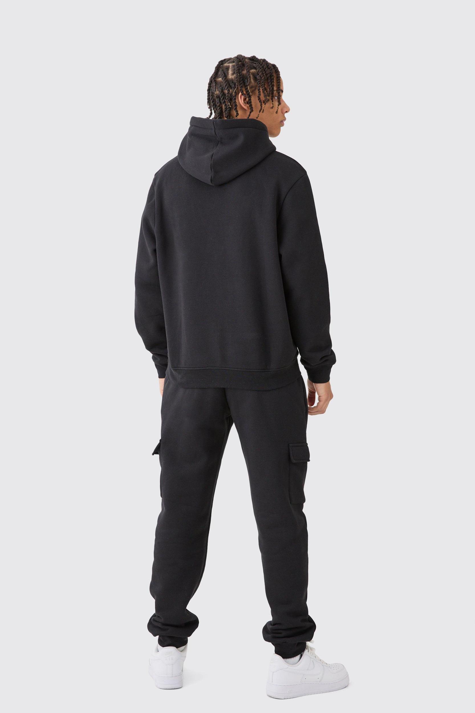Regular Fit Man Hooded Cargo Tracksuit | boohooMAN USA Product Image