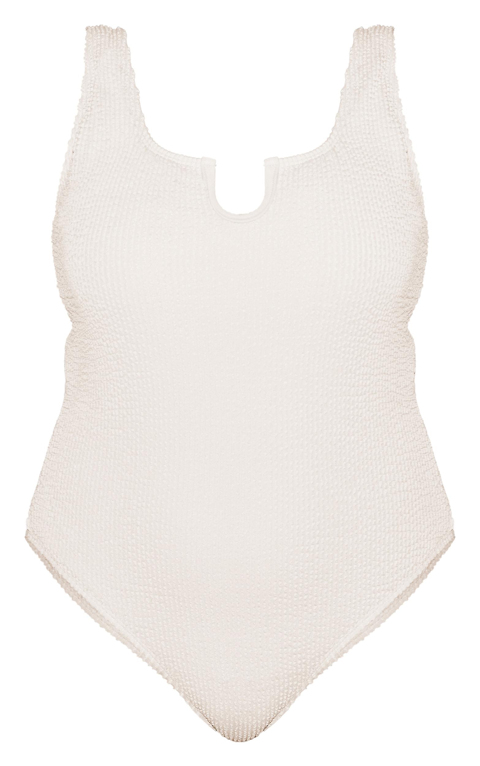 Plus Cream Crinkle Scoop Back Swimsuit Product Image