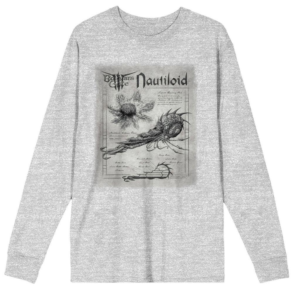 Men's Dungeons & Dragons Baldur's Gate Nautiloid Anatomy Long Sleeve Graphic Tee, Size: Small, Gray Product Image