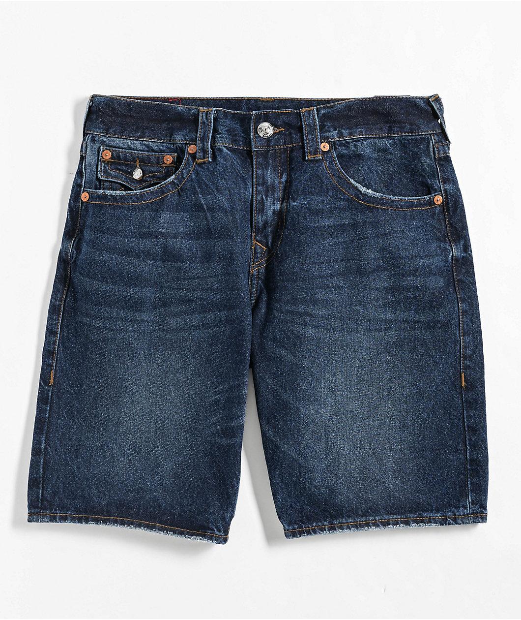 True Religion Bobby Dark Blue Relaxed Baggy Denim Shorts Product Image
