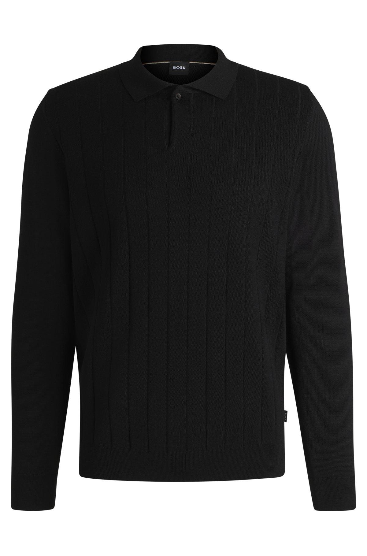 Wool polo sweater with knitted stripes Product Image