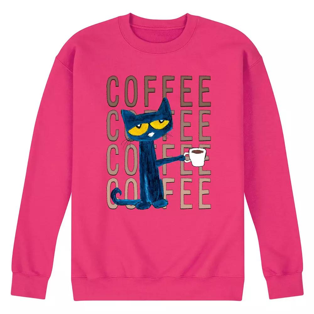 Men's Pete the Cat Pete With Coffee Fleece Sweatshirt,  Product Image