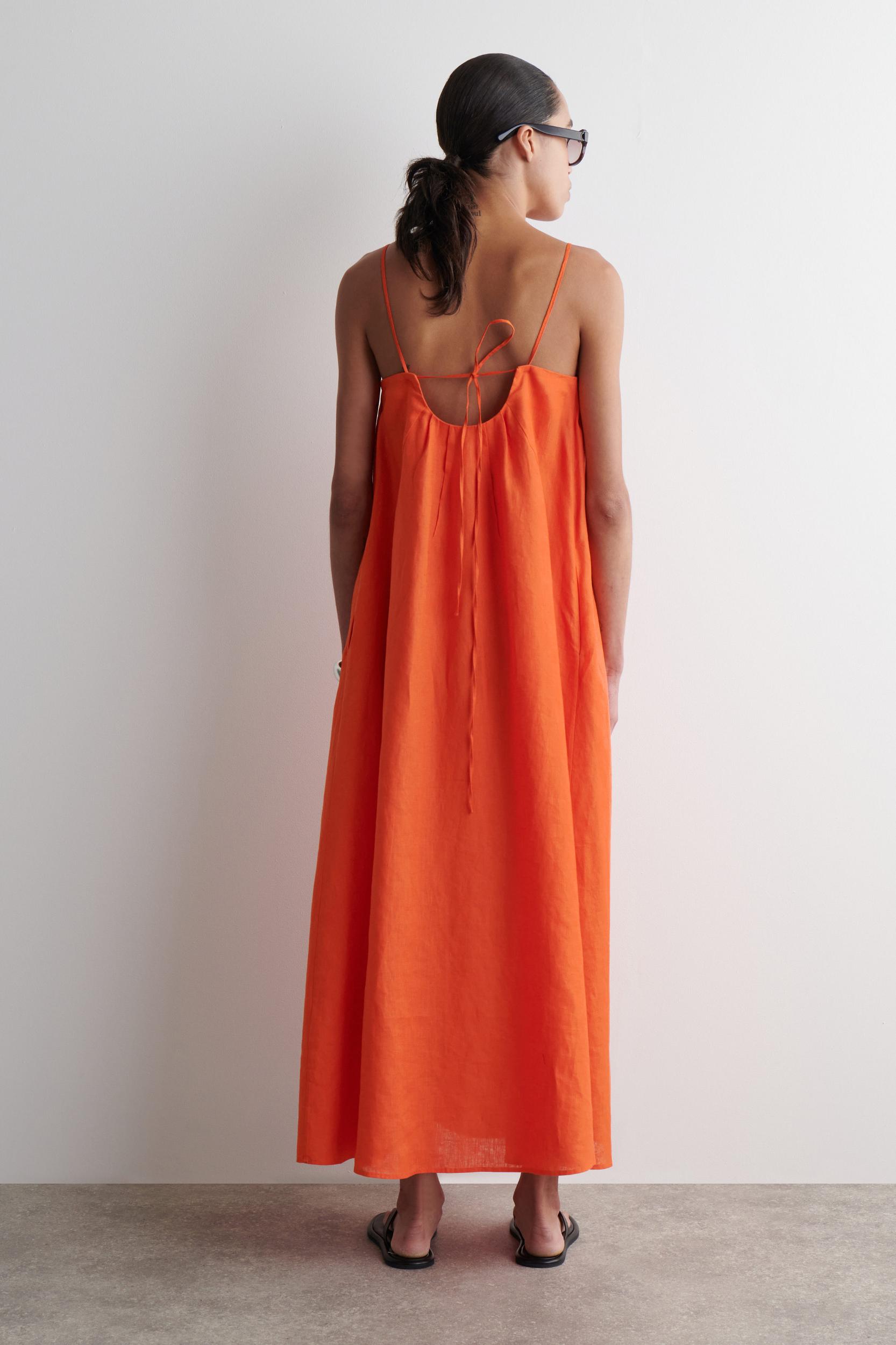PLEATED LINEN MAXI DRESS Product Image