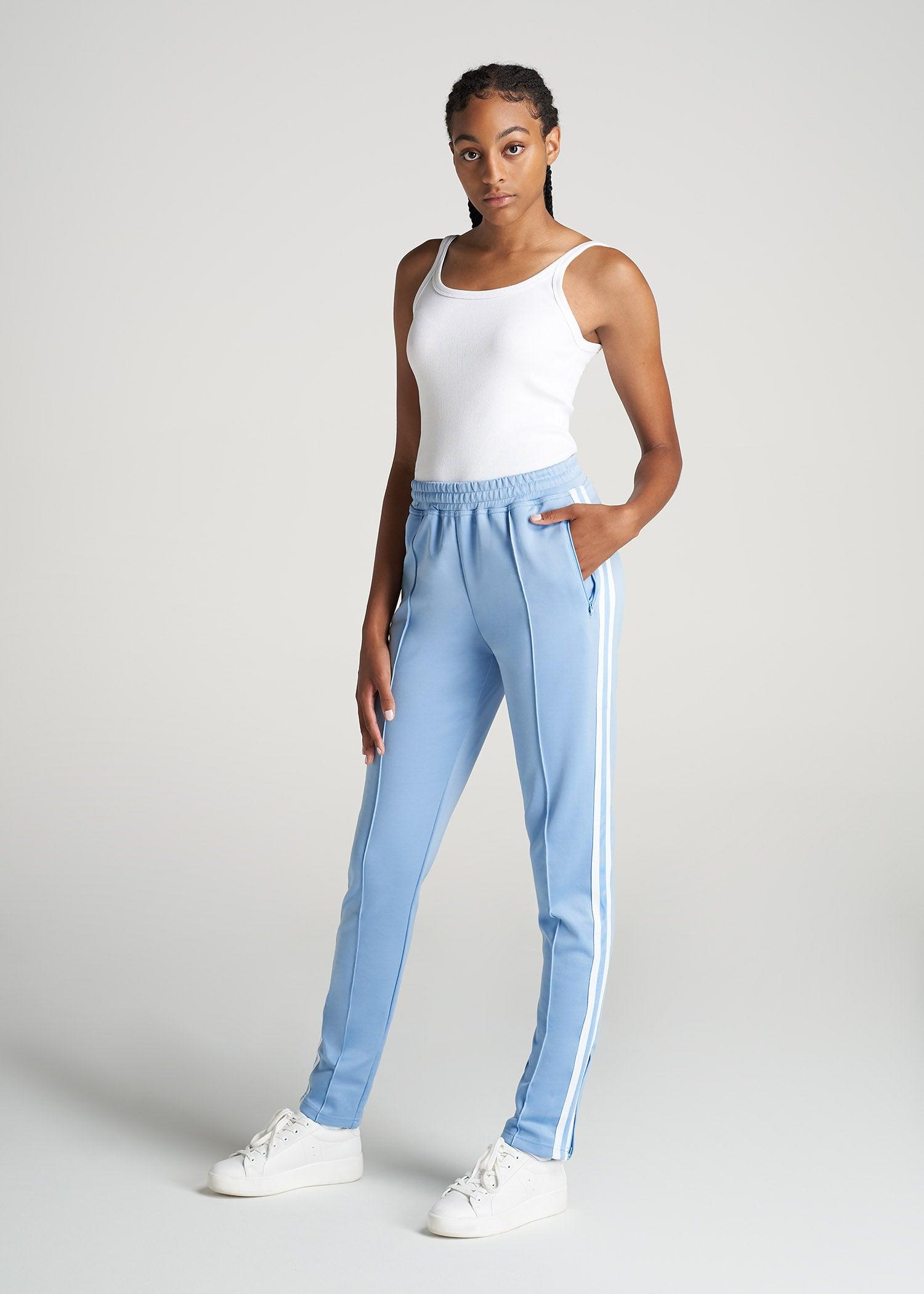 Women's Tall Athletic Stripe Pants in Cloud Blue & White Product Image