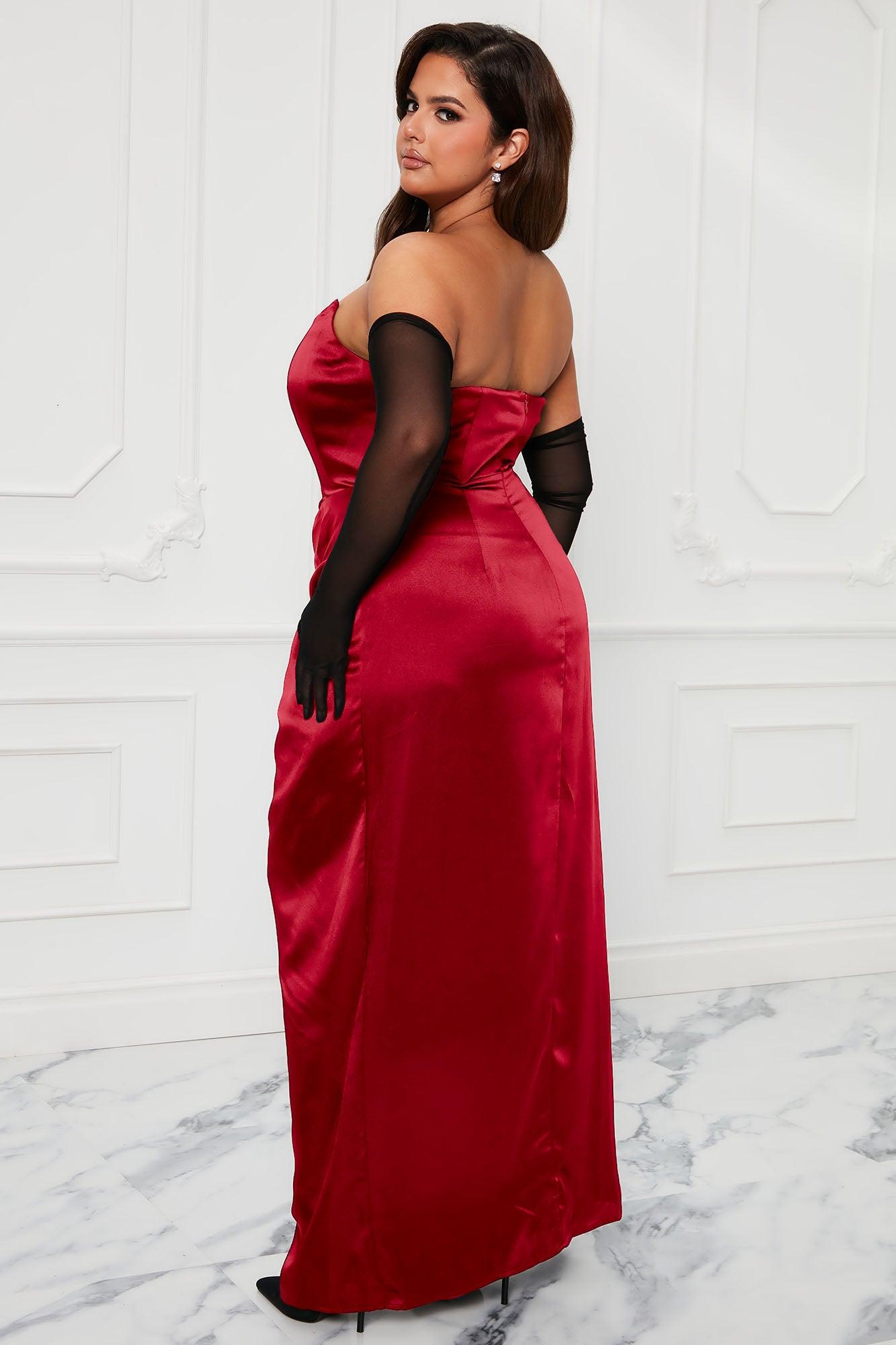 Teagan Satin Maxi Dress Set - Wine Product Image