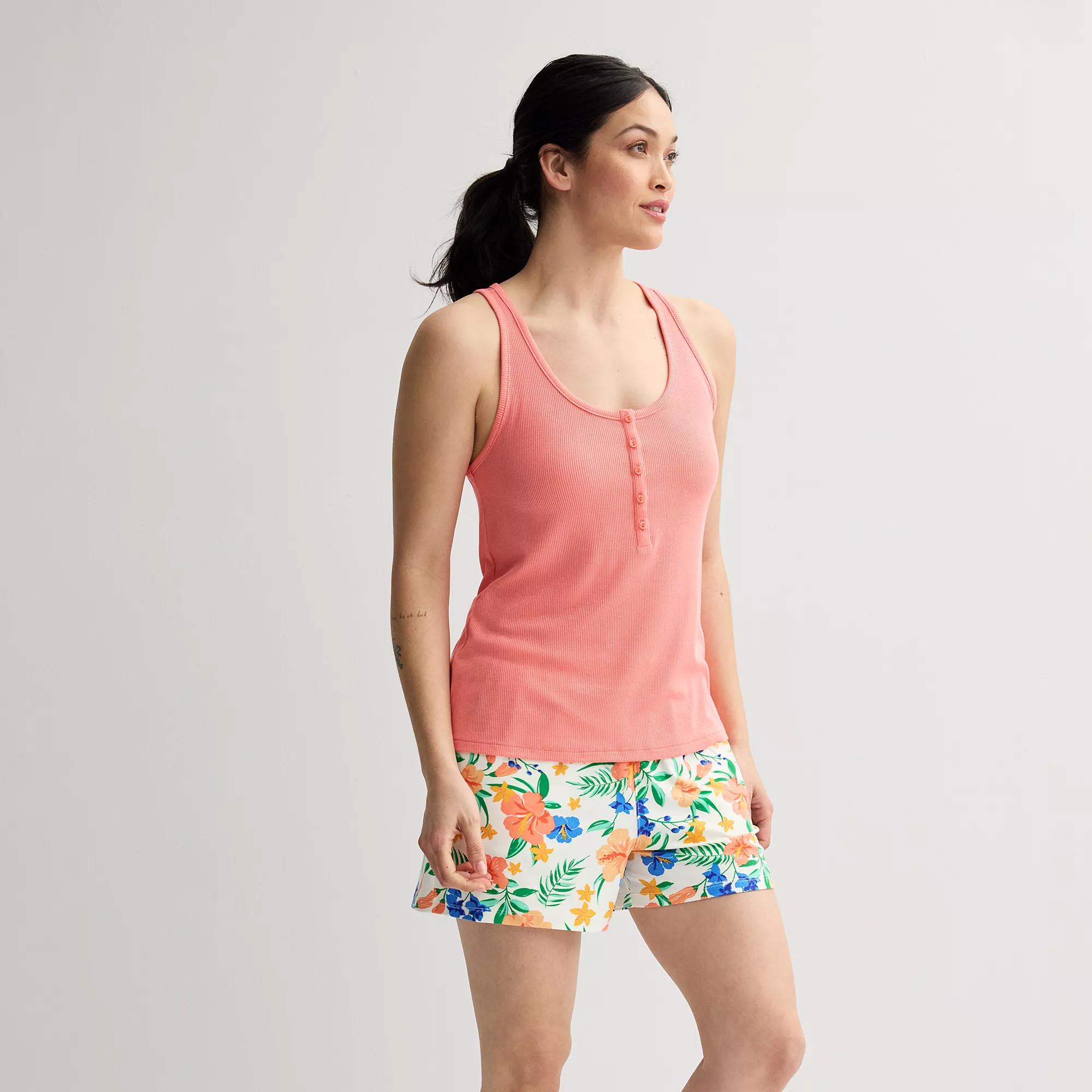 Women's Sonoma Goods For Life® 2-pc. Pajama Tank Top & Pajama Shorts Set, Size: XL, Ivory Floral Product Image