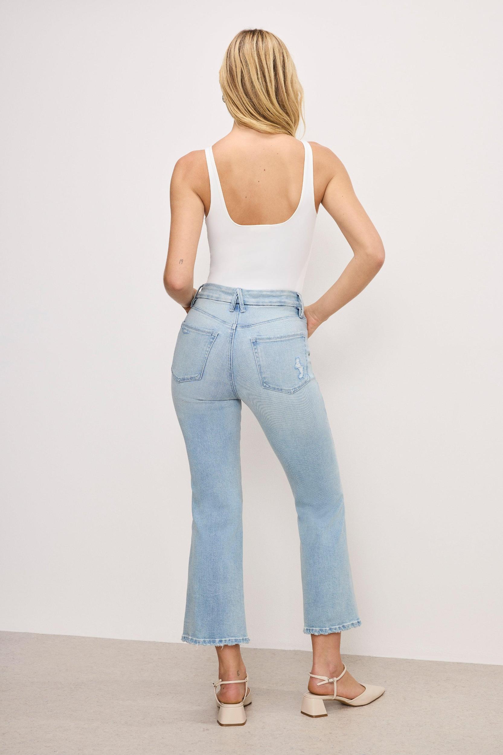 SOFT-TECH GOOD LEGS CROP MINI BOOT JEANS | INDIGO743 Product Image