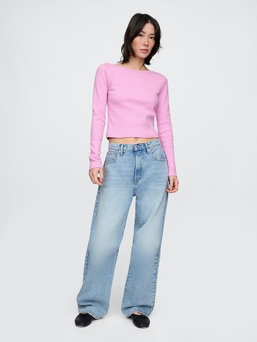 Heavyweight Rib Boatneck Crop T-Shirt Product Image