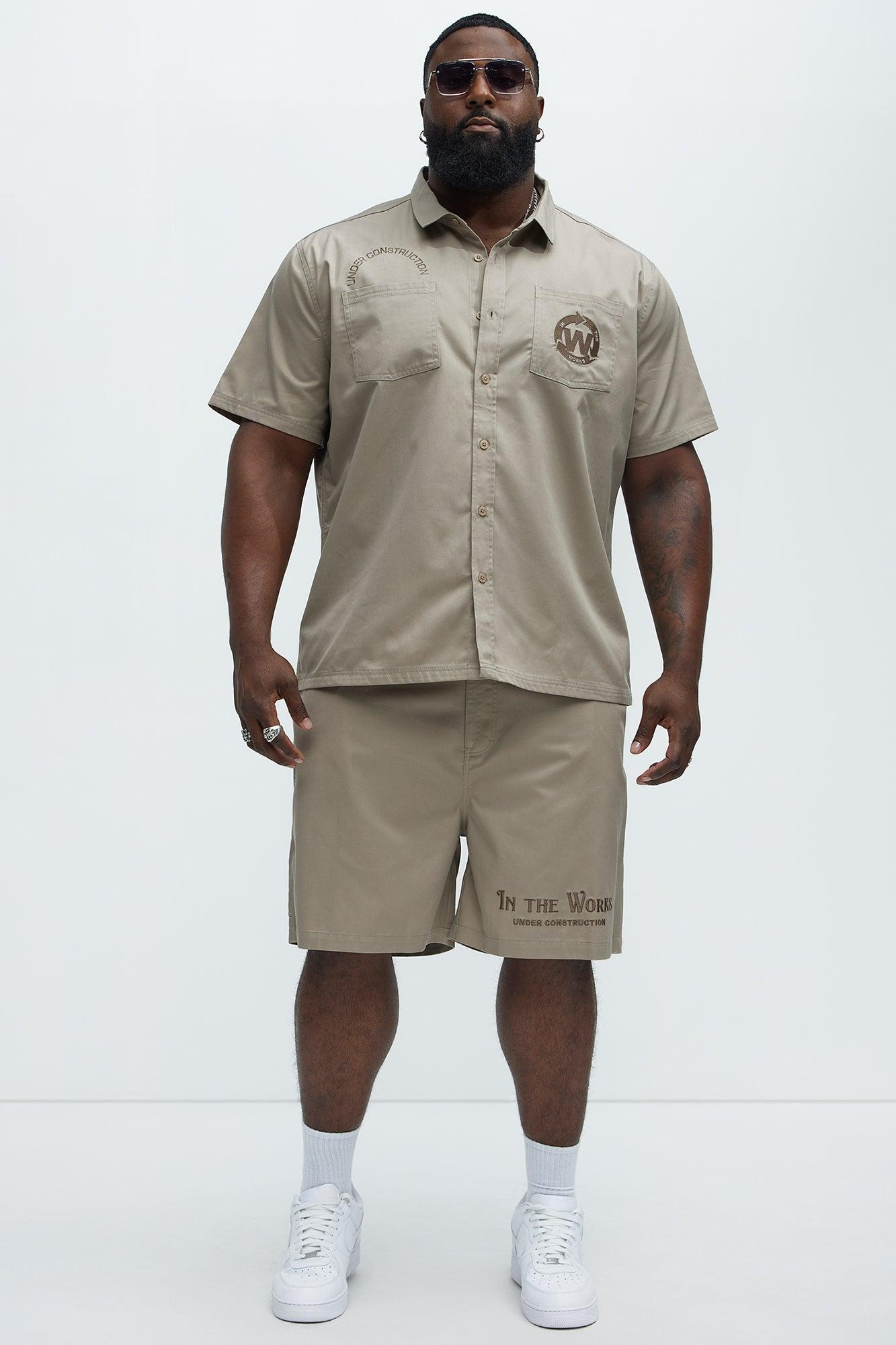 In The Works Short Sleeve Button Up Shirt - Stone Product Image