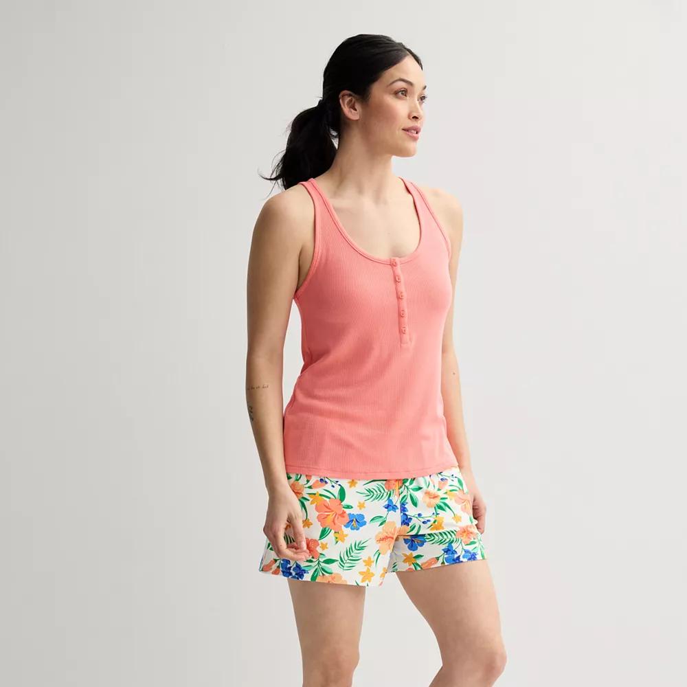 Women's Sonoma Goods For Life® 2-pc. Pajama Tank Top & Pajama Shorts Set, Size: XL, Ivory Floral Product Image