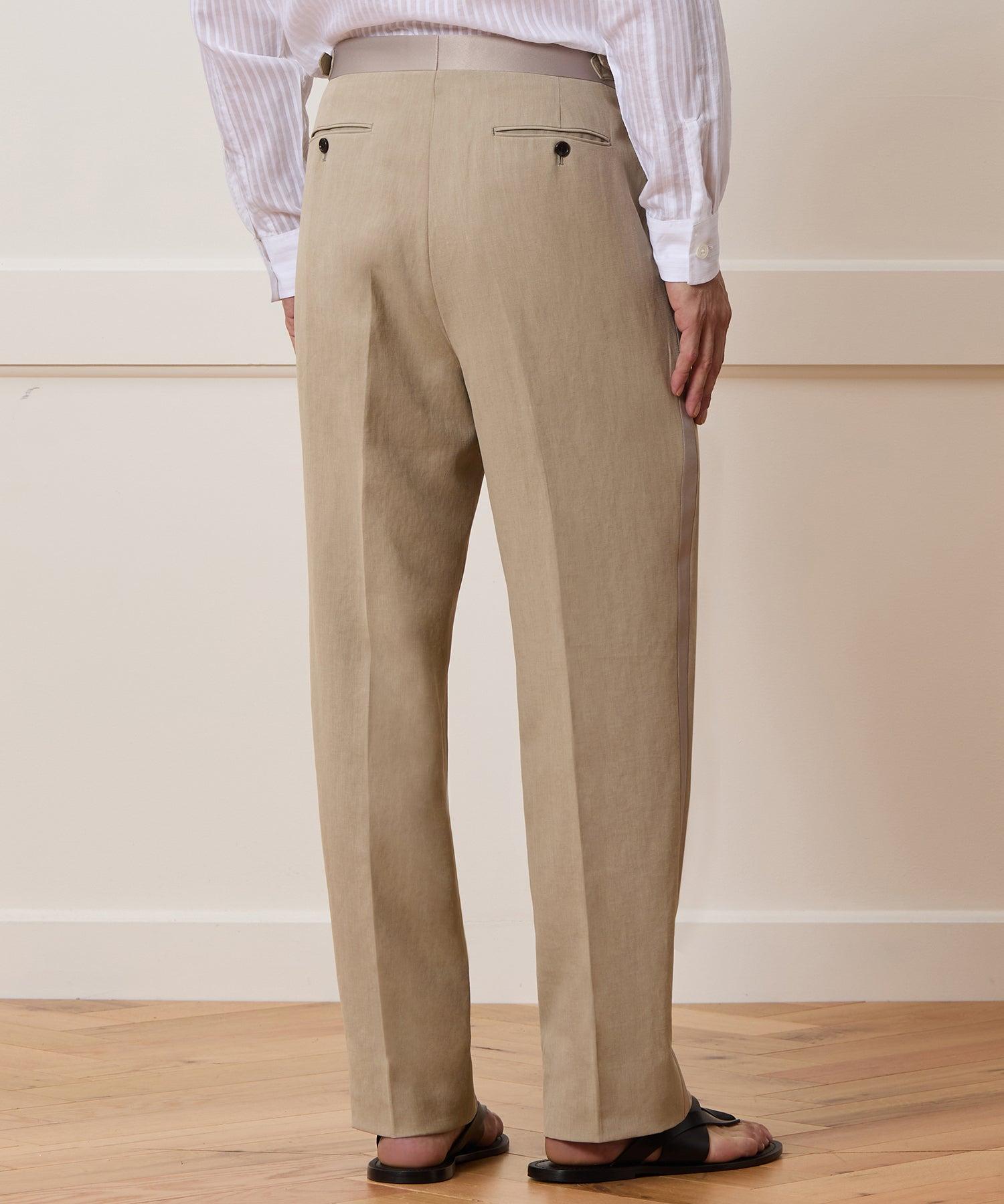 Relaxed Italian Sueded Linen Tuxedo Trouser Product Image