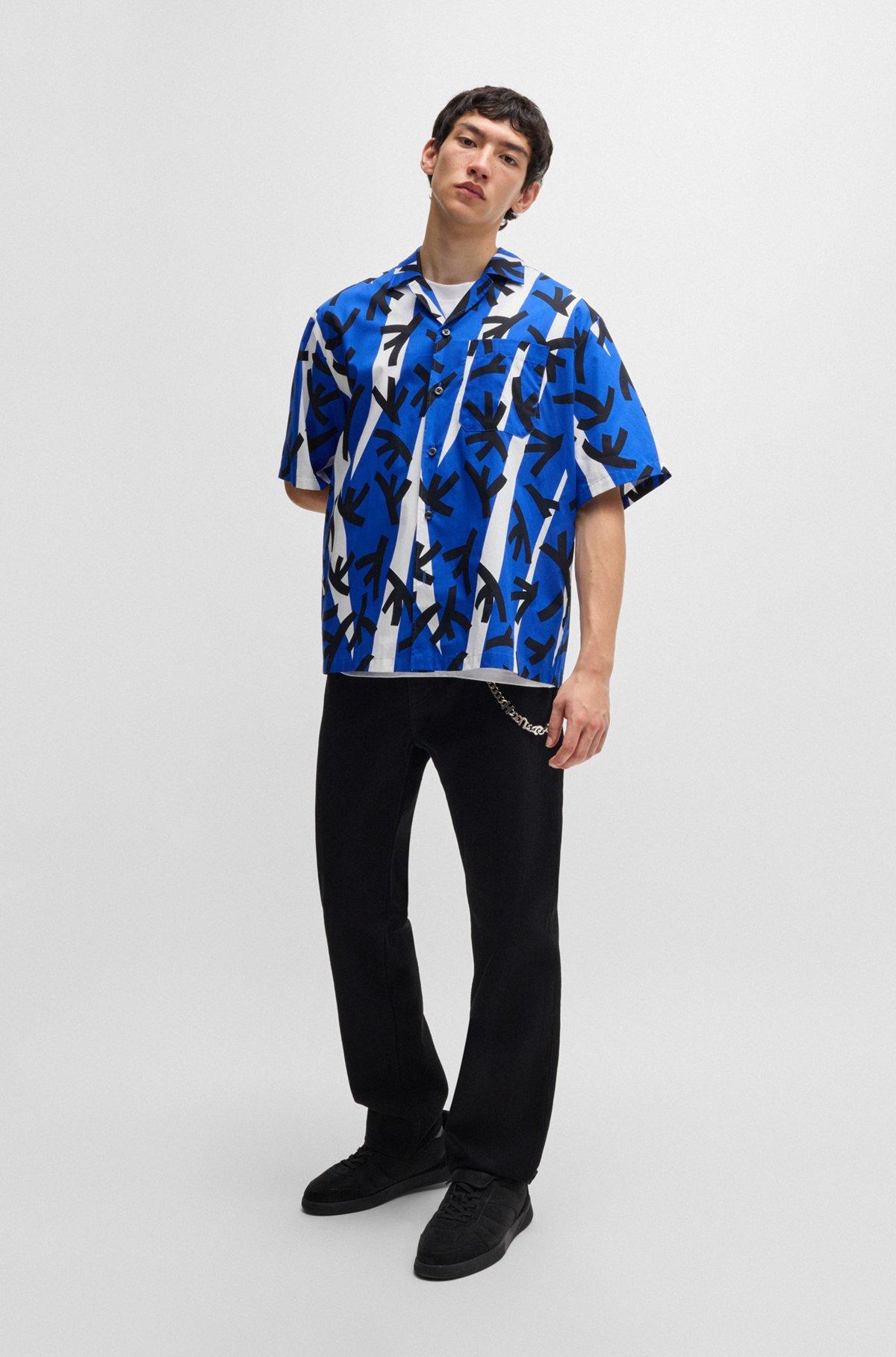 Relaxed-fit shirt in printed cotton poplin Product Image