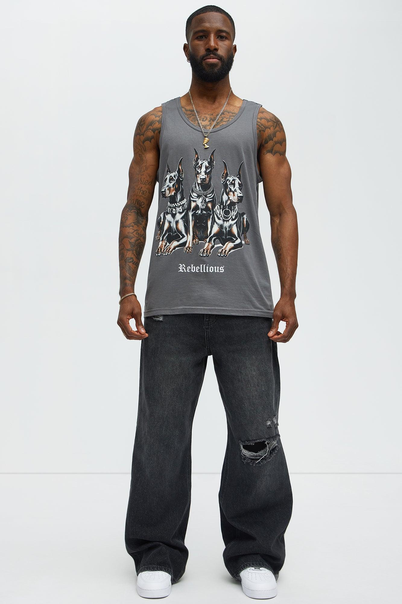 Rebellious Tank Top - Charcoal Male Product Image