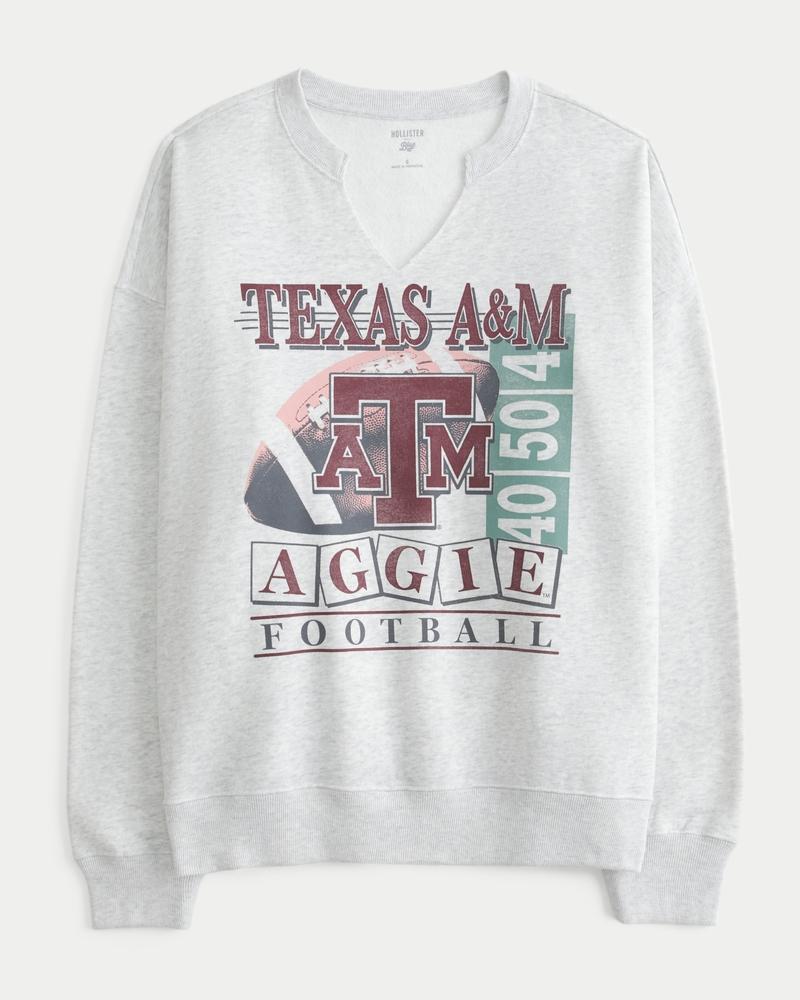 Oversized Texas A&M University Notch-Neck Sweatshirt Product Image