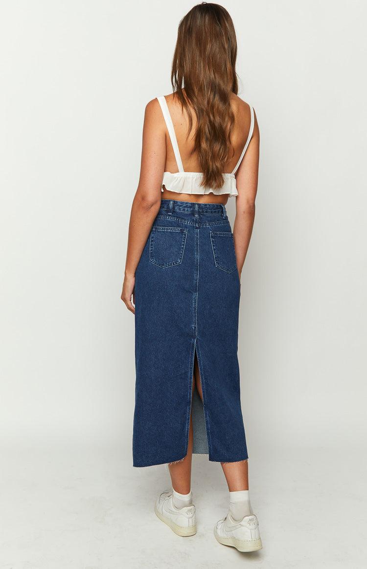 Isla Dark Denim Midi Skirt Baby Product Image
